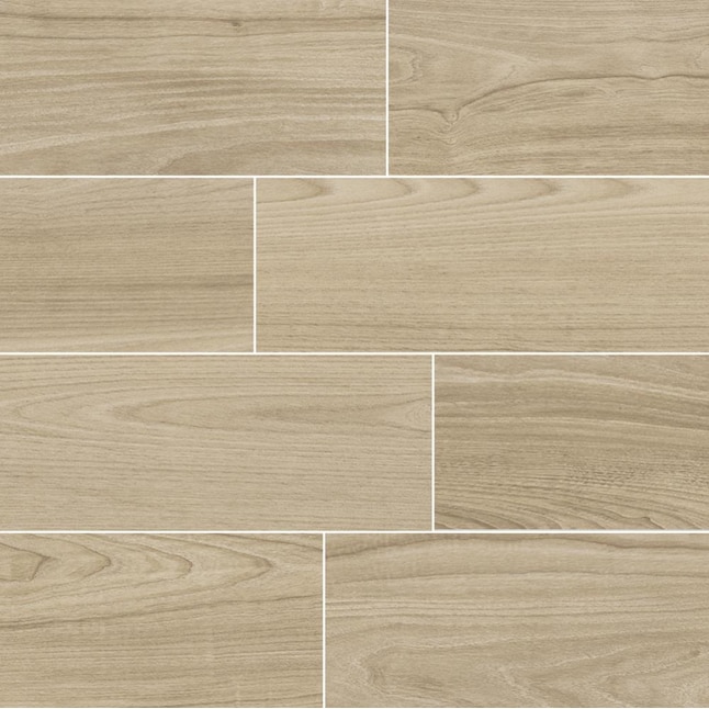 DELLA TORRE Maui 7-Pack Beige 8-in x 32-in Glazed Porcelain Wood Look Floor  and Wall Tile in the Tile department at Lowes.com