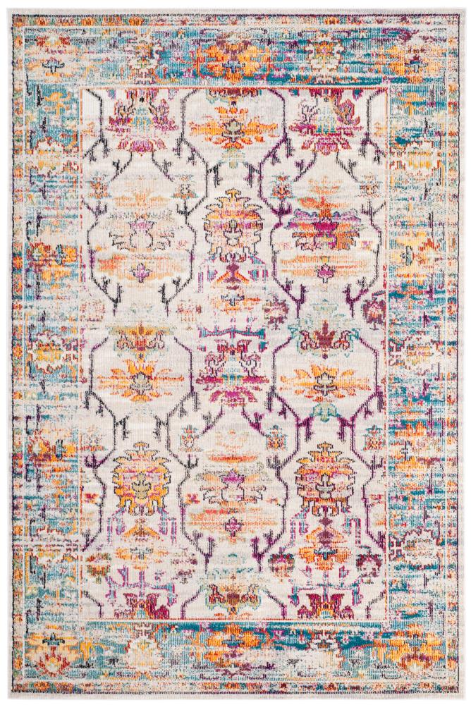 Safavieh Crystal Thomas 3 x 5 Cream/Teal Indoor Distressed/Overdyed Vintage Throw Rug