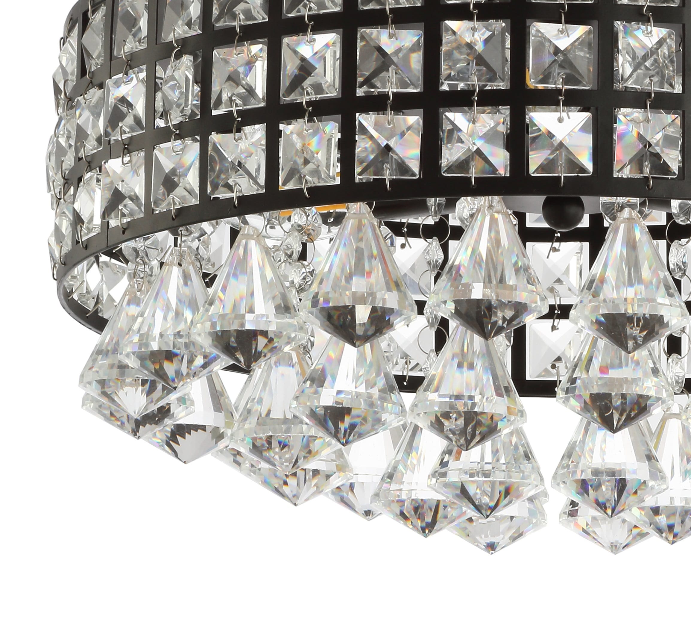 Meredith 14.5" Black Crystal Drum LED Flush Mount
