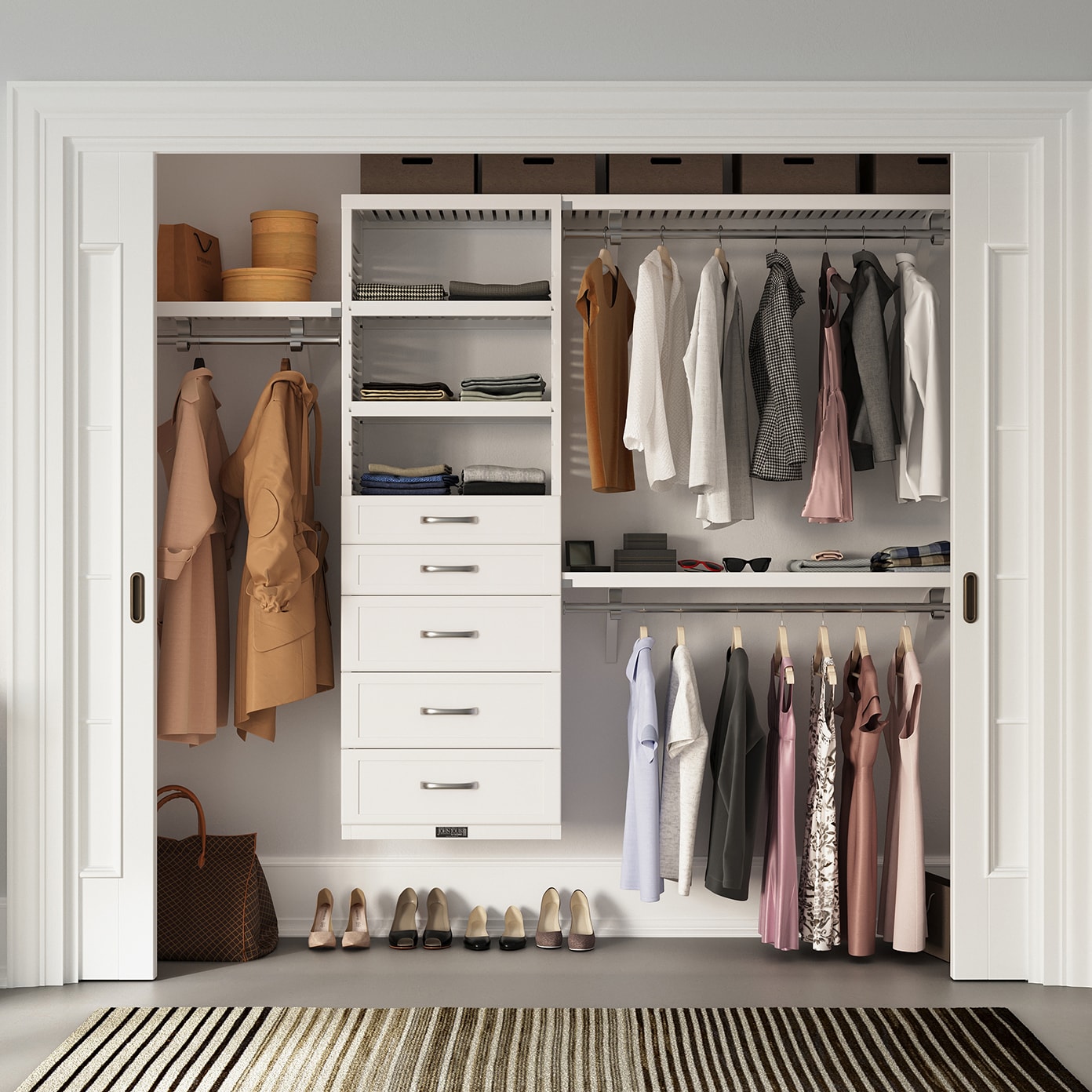 John Louis Home JLH-308SH-W 4-Feet to 10-Feet W x 7-Feet H White Ventilated Shelving Wood Closet System