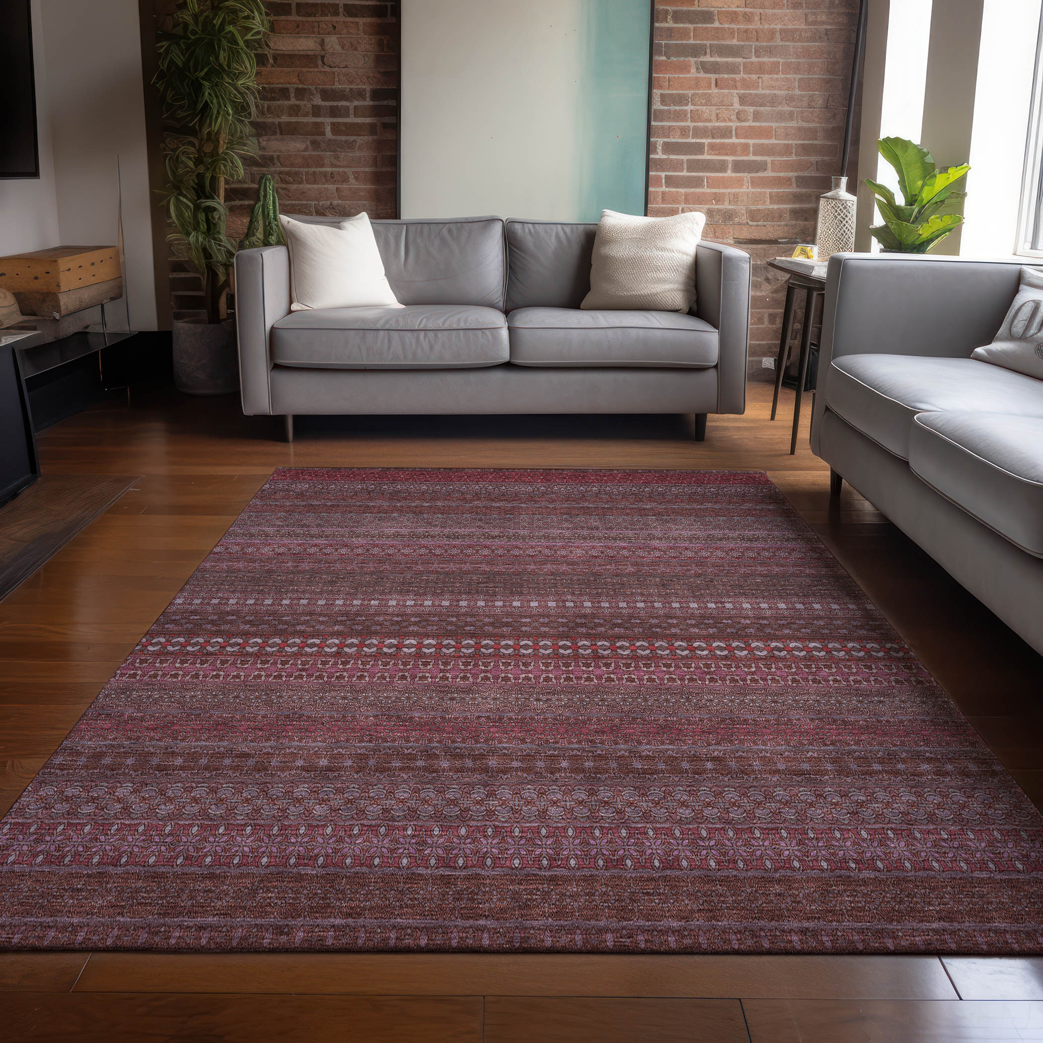 Addison Rugs ACN527MM3X5 Chantille ACN527MM 3 x 5 (ft) Polyester Merlot Rectangular Indoor/Outdoor Abstract Machine washable Area rug
