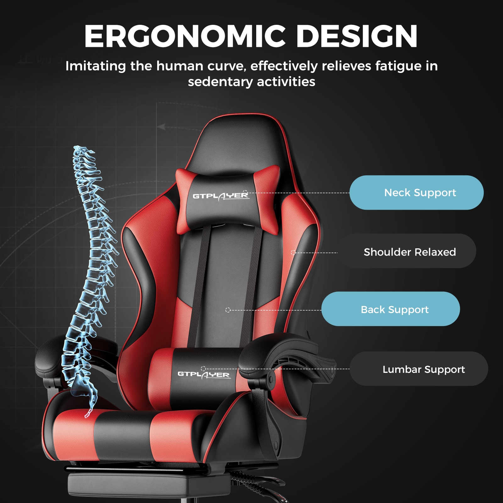 GTPLAYER LOWE'S-GT800A-RED Office-Chairs - View #3
