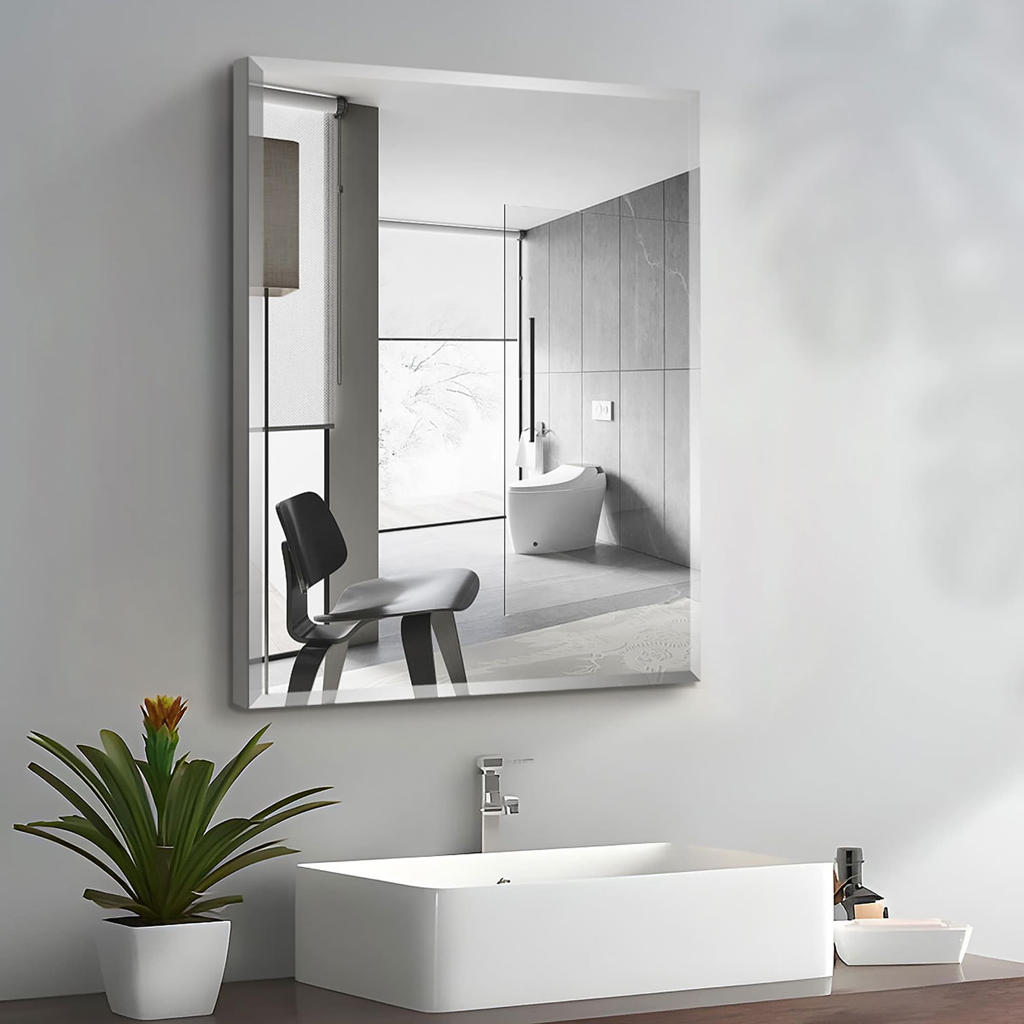 Forclover MA 30-in x 26-in Surface/Recessed Mount Silver Mirrored Soft Close Medicine Cabinet