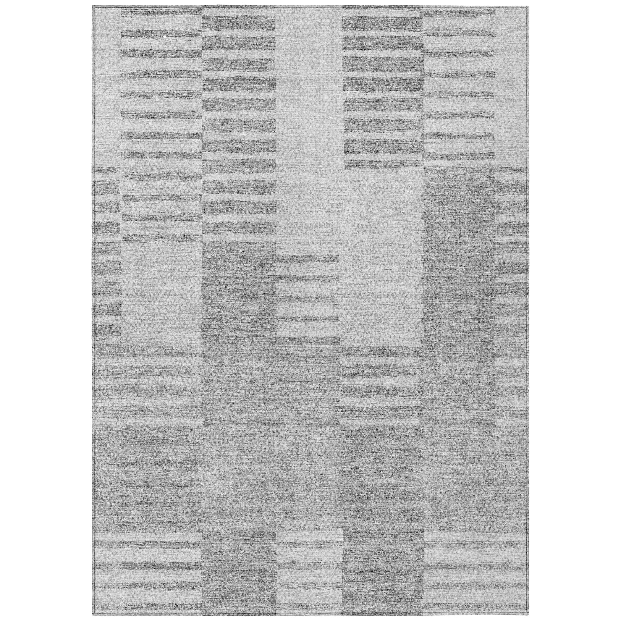 Addison Rugs ACN686SV8X10 Chantille ACN686SV 8 x 10 (ft) Polyester Silver Rectangular Indoor/Outdoor Geometric Machine washable Area rug