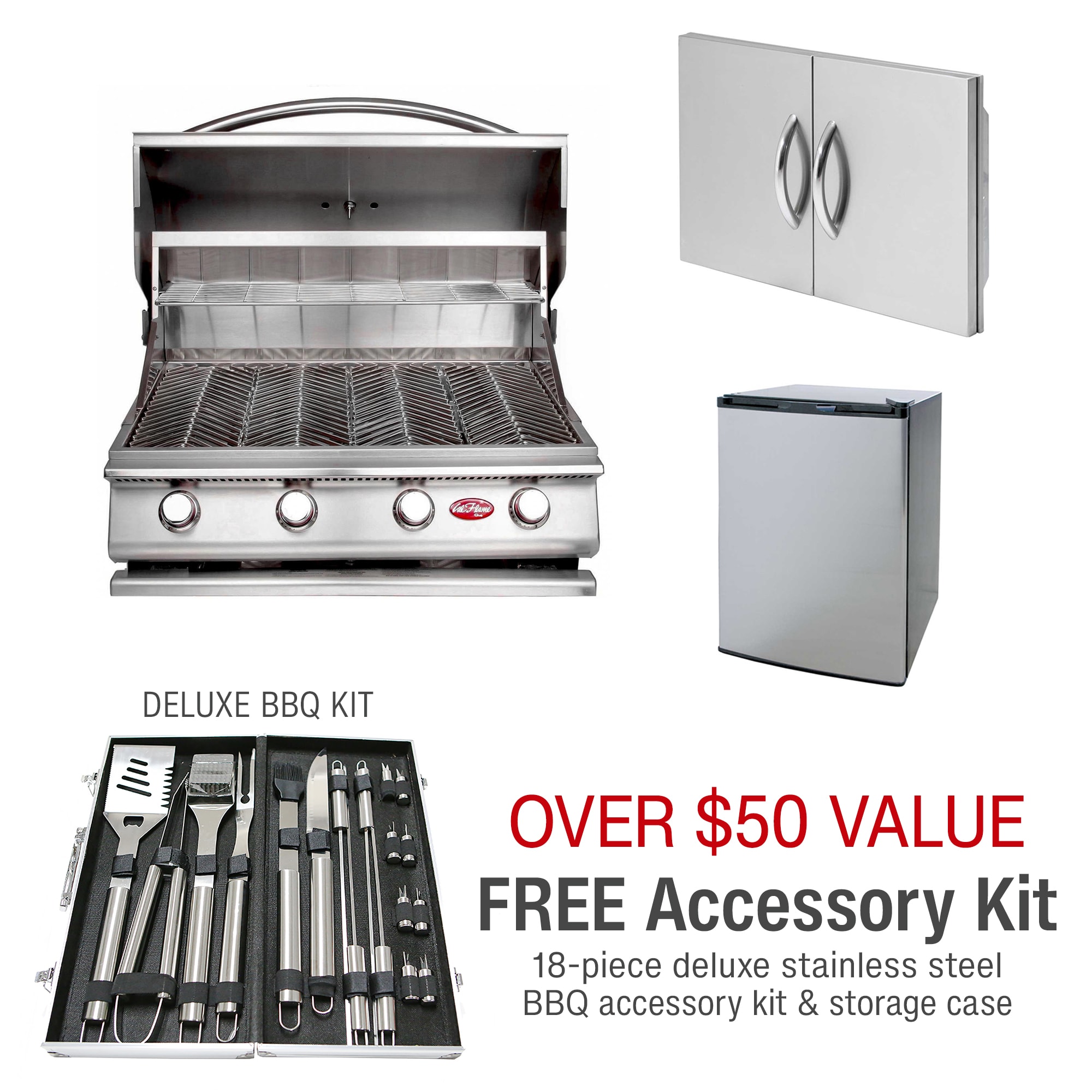 Cal Flame BBQVP11 Stainless Steel 4 -Burner Liquid Propane Gas Grill