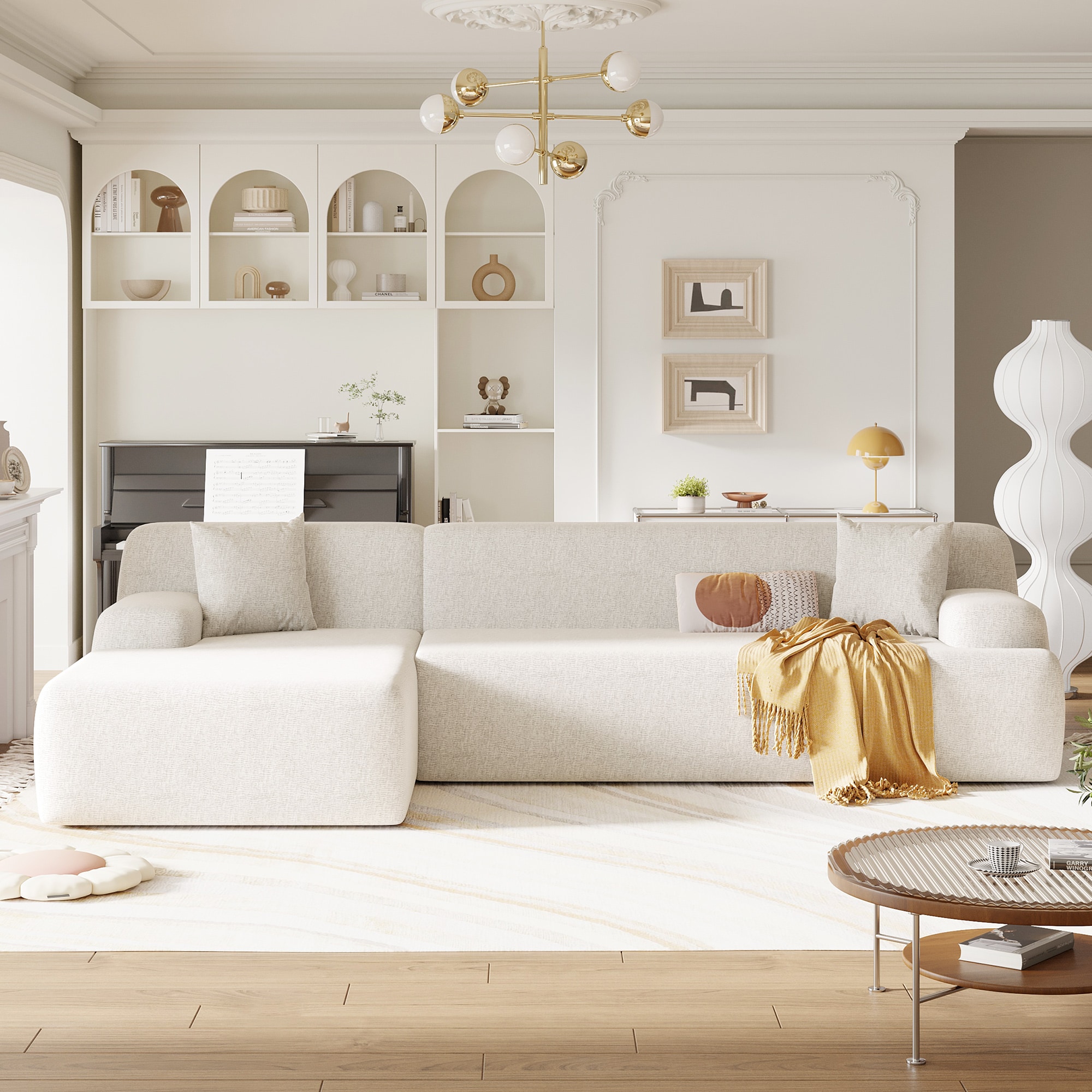 JIMSMAISON JMUSSO01BEG 109-in Modern Beige Sectional