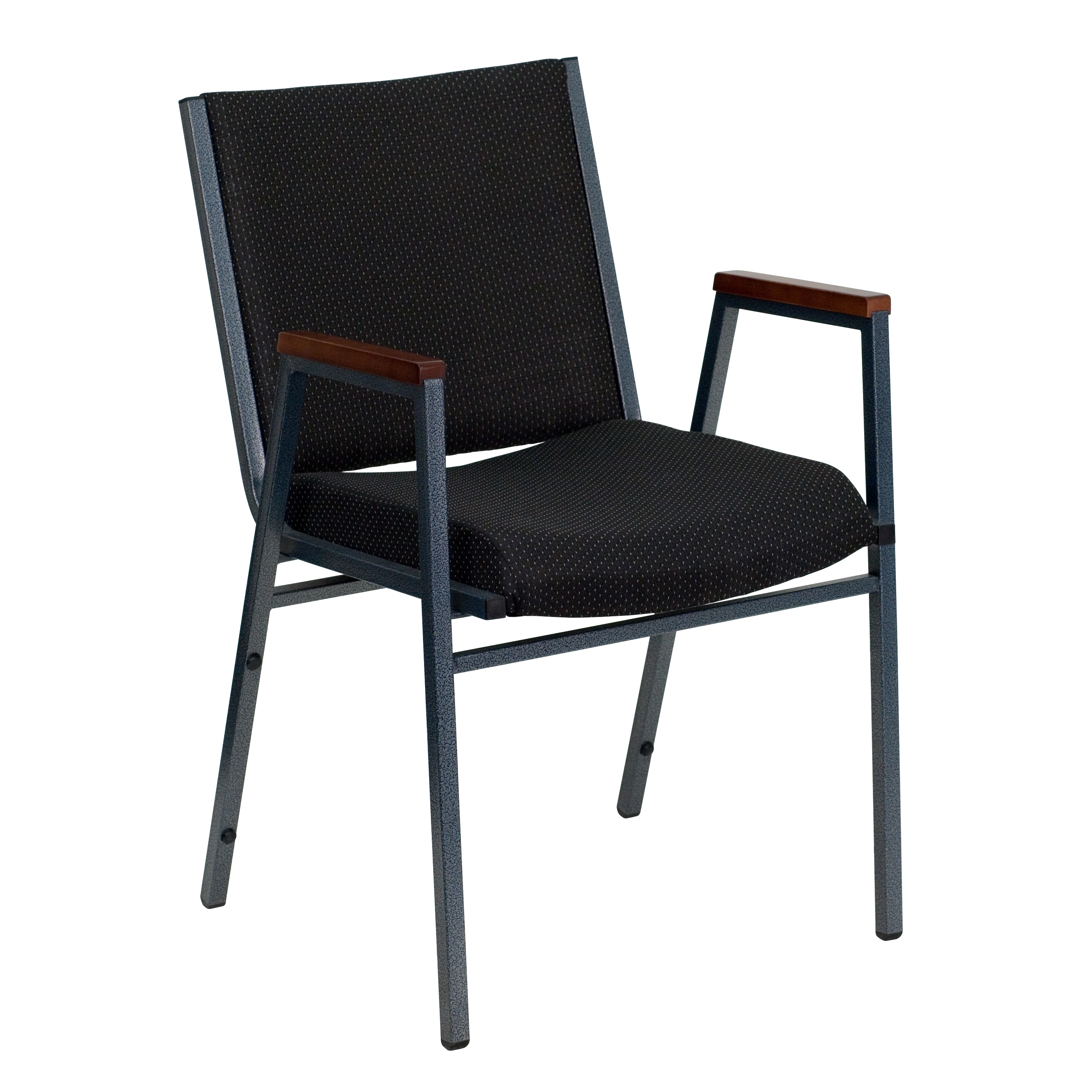 Hercules Series 31'' Heavy Duty Black Fabric Stack Chair with Silver Frame