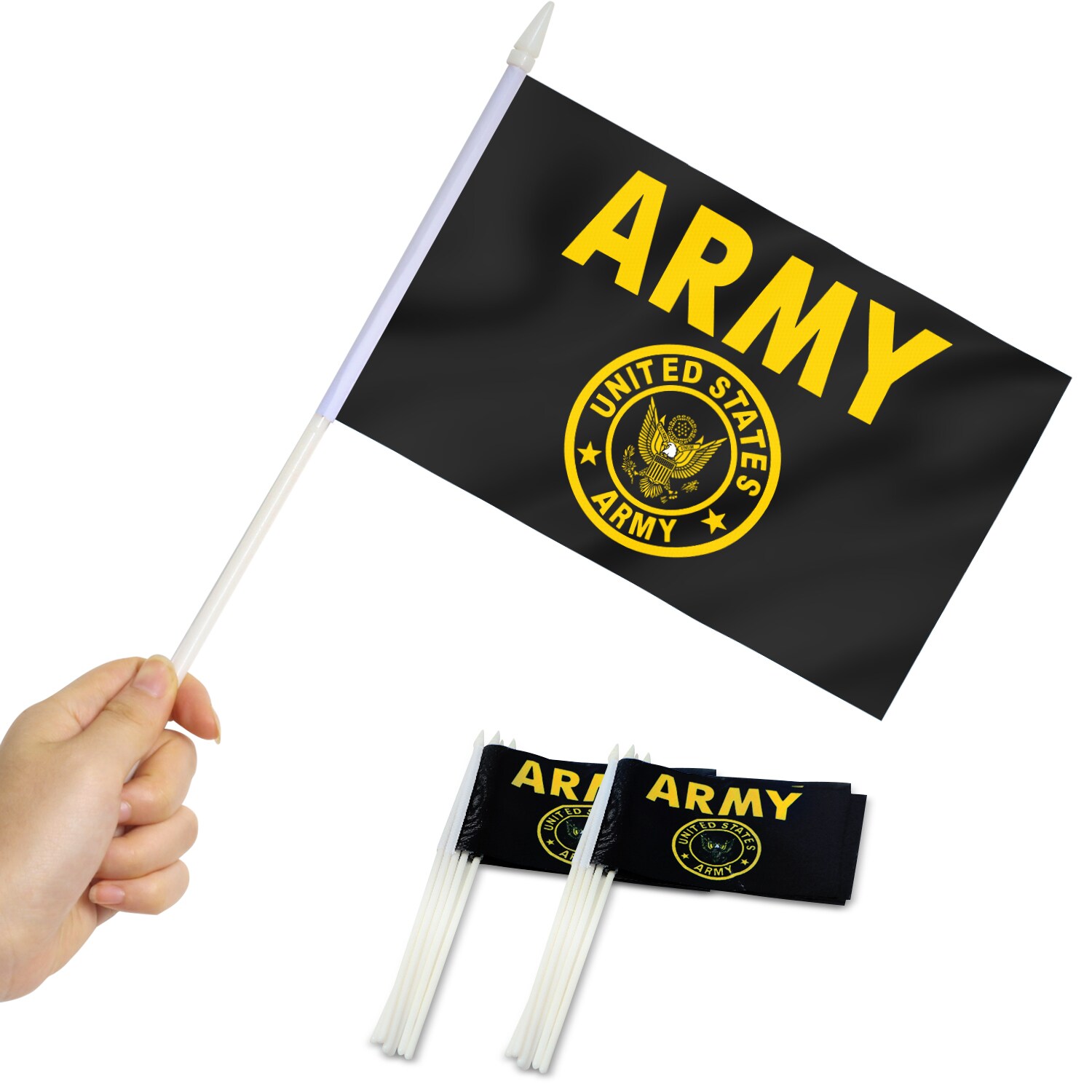 Anley A.FLAG.MIN.ACRE.12PC US Army Gold Crest Mini Handheld Flag 12 Pack