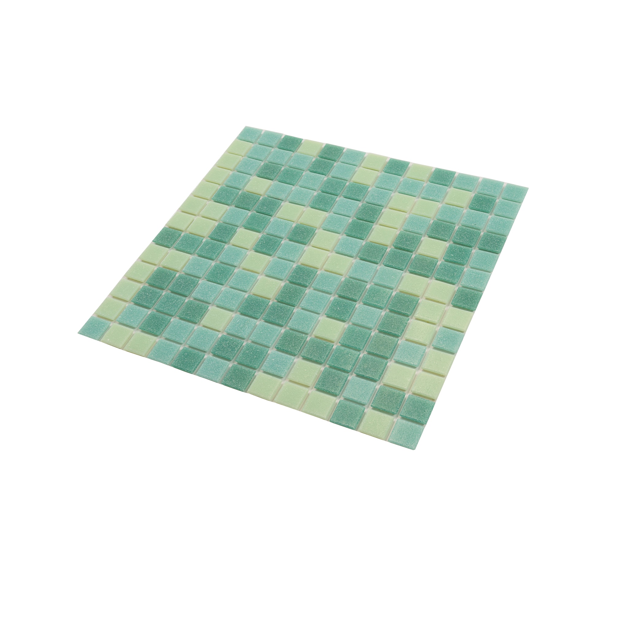 Mingles 12" x 12" Glossy Green Glass Mosaic Tile