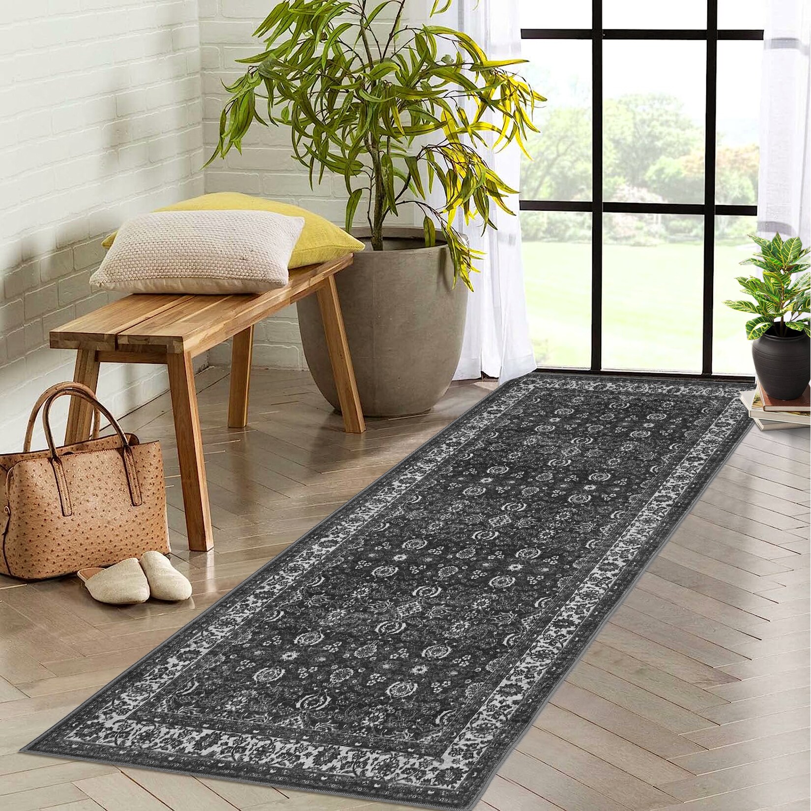 Garvee Runner Rug for Kitchen Non-Slip 24 x 72 in Washable Floral Rug ...