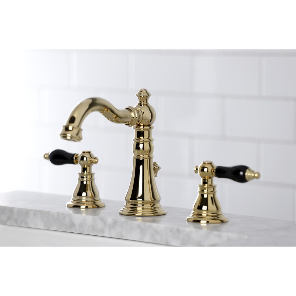 Kingston Brass Duchess Polished Brass Widespread 2 Handle Bathroom Sink Faucet With Drain In The 7947