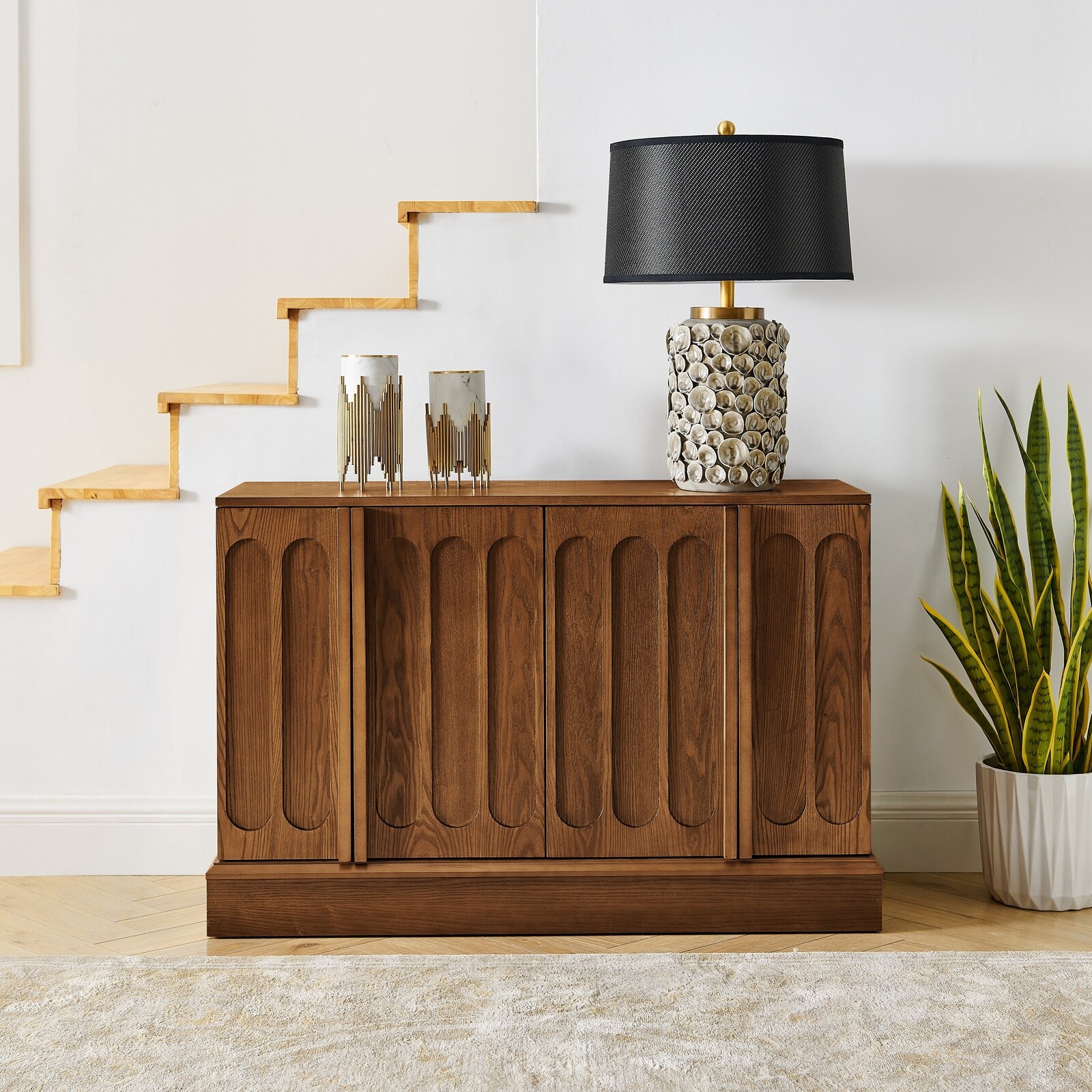 Horizons Prime - 44 inch Walnut MDF Mid Century Modern Sideboard Cabinet with Adjustable Shelves ...