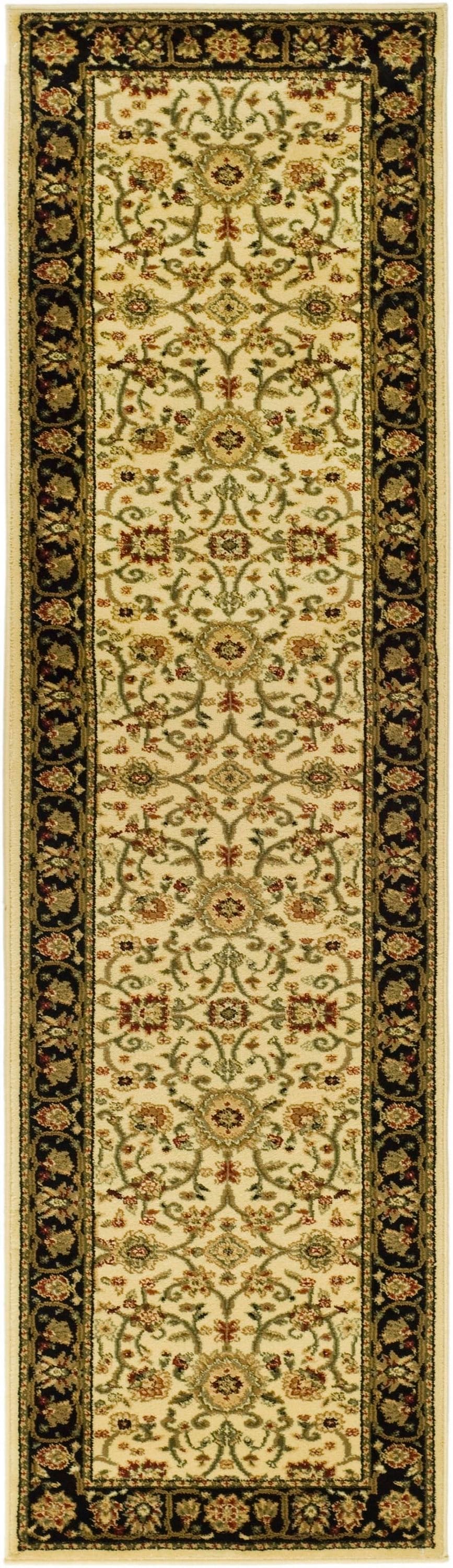 Safavieh LNH212B-220 Lyndhurst Sarouk 2 x 20 (ft) Loomed Polypropylene Ivory/Black Rectangular Indoor Floral/Botanical Oriental Runner rug