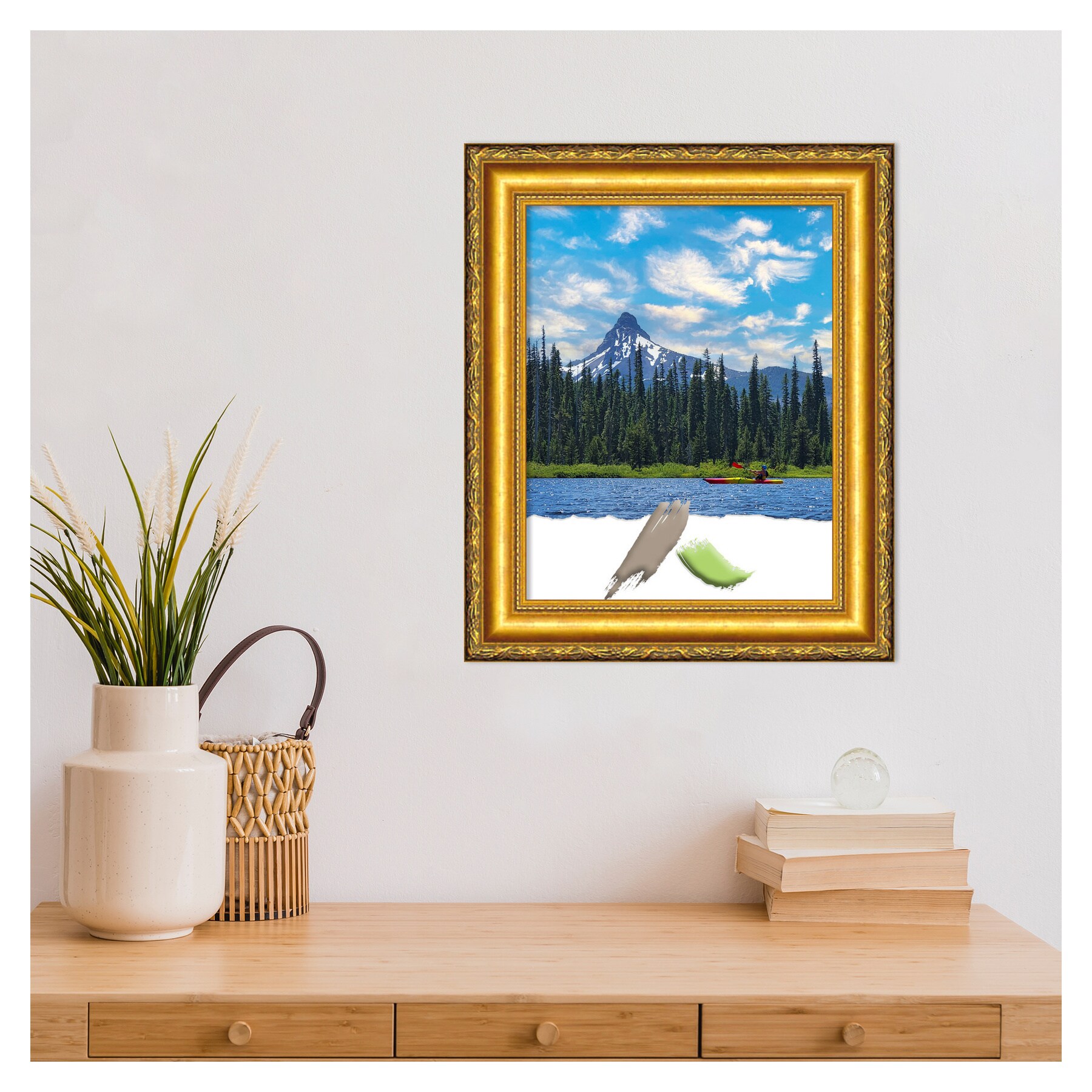 Colonial Embossed Gold 11x14 Pine Wood Wall Frame
