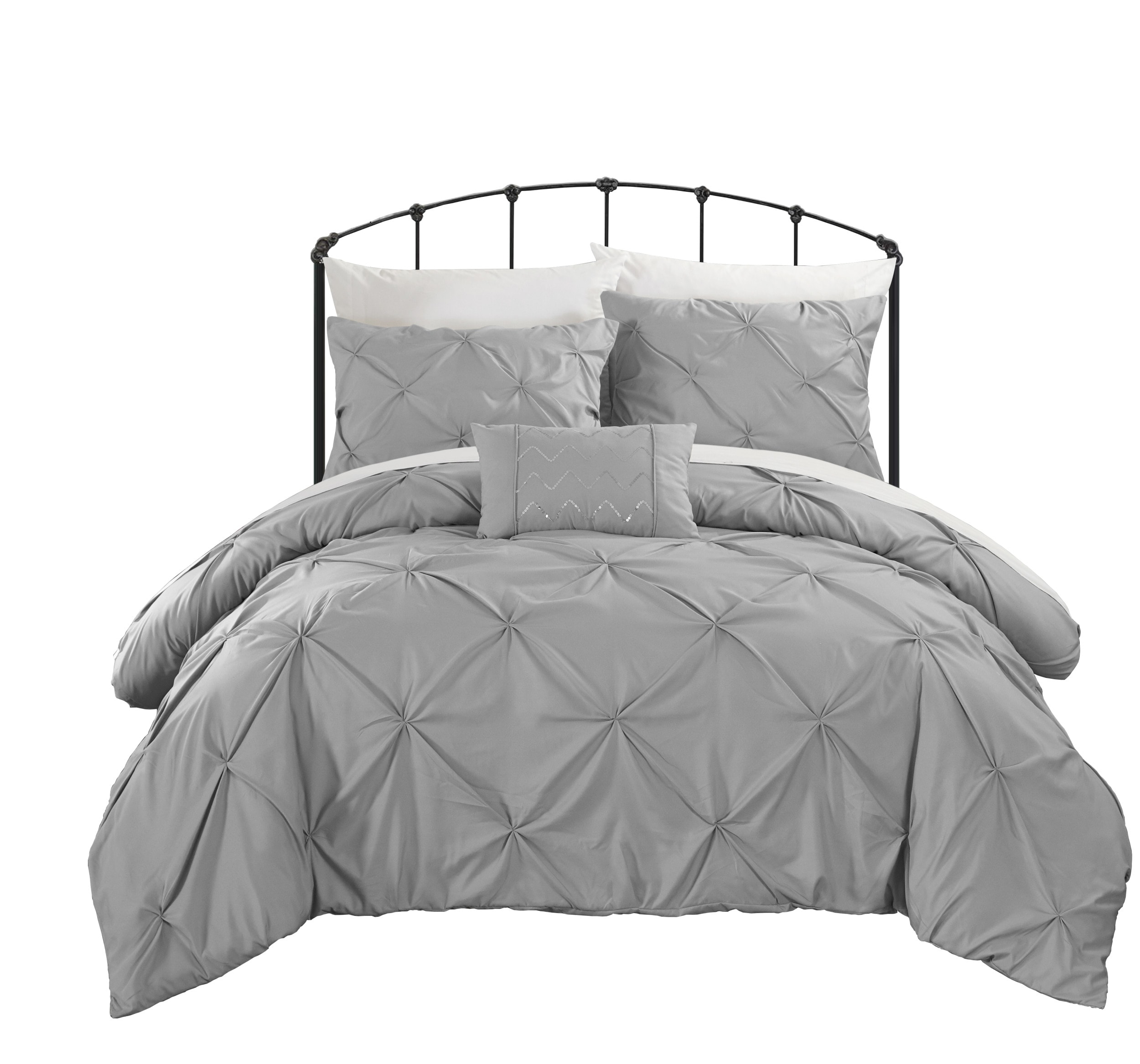 Chic Home Design Hannah 10-Piece Silver Queen Comforter Set in the Bedding  Sets department at