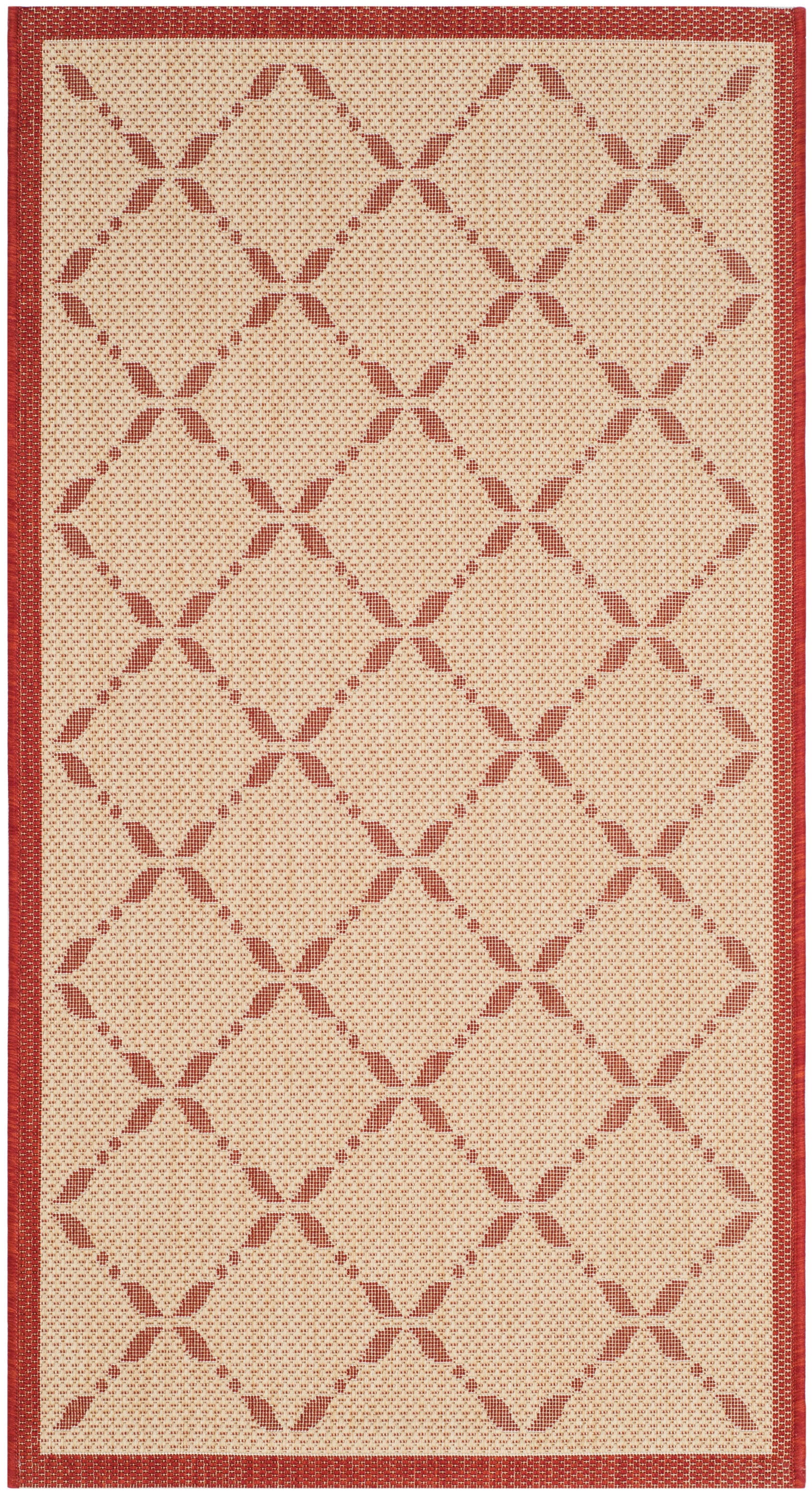 Martha Stewart MSR4252-18-3 Latice 3 x 5 (ft) Loomed Polypropylene Creme/Red Rectangular Indoor Trellis Coastal Throw rug