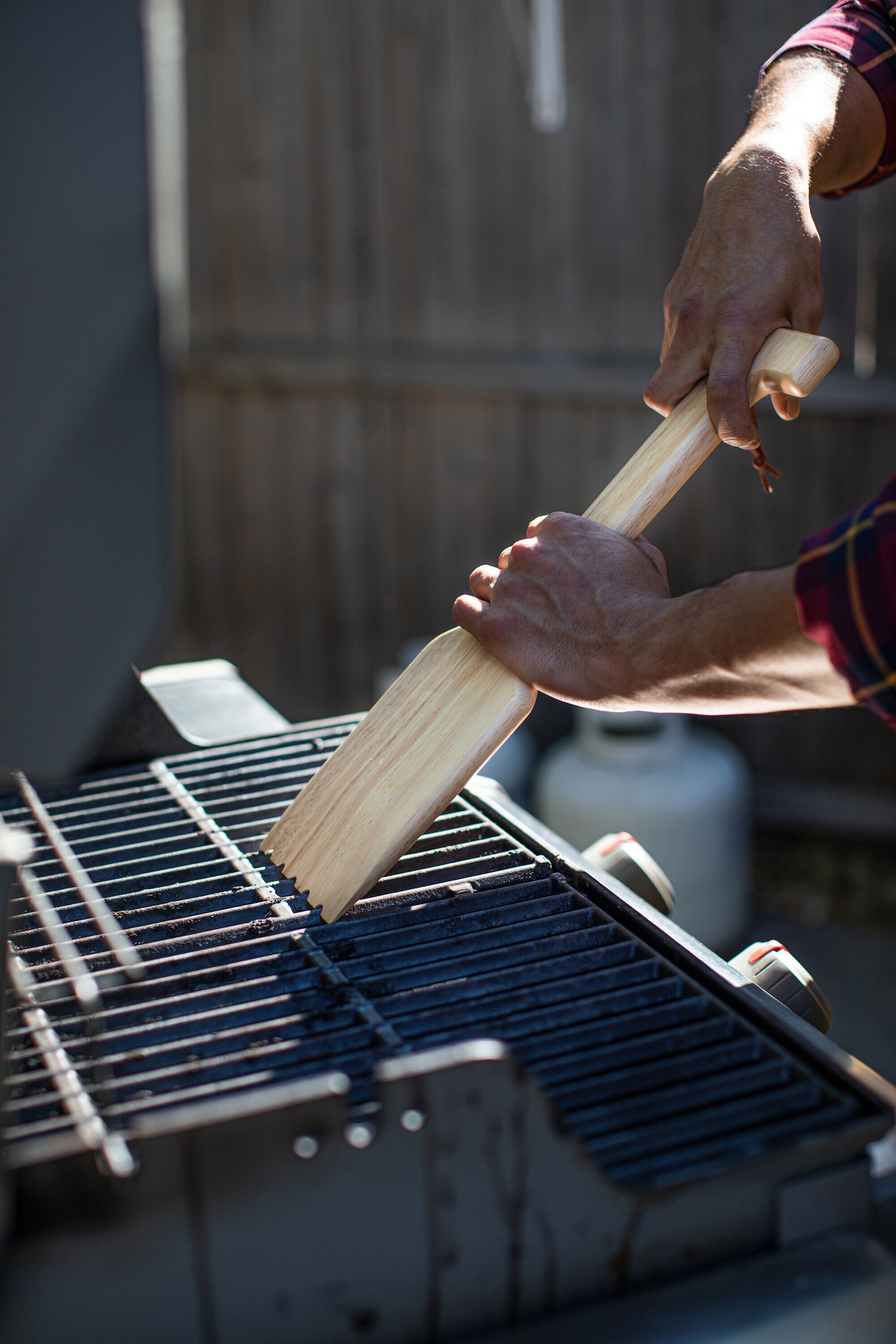 Picnic Time Hardwood BBQ Grill Scraper with Bottle Opener