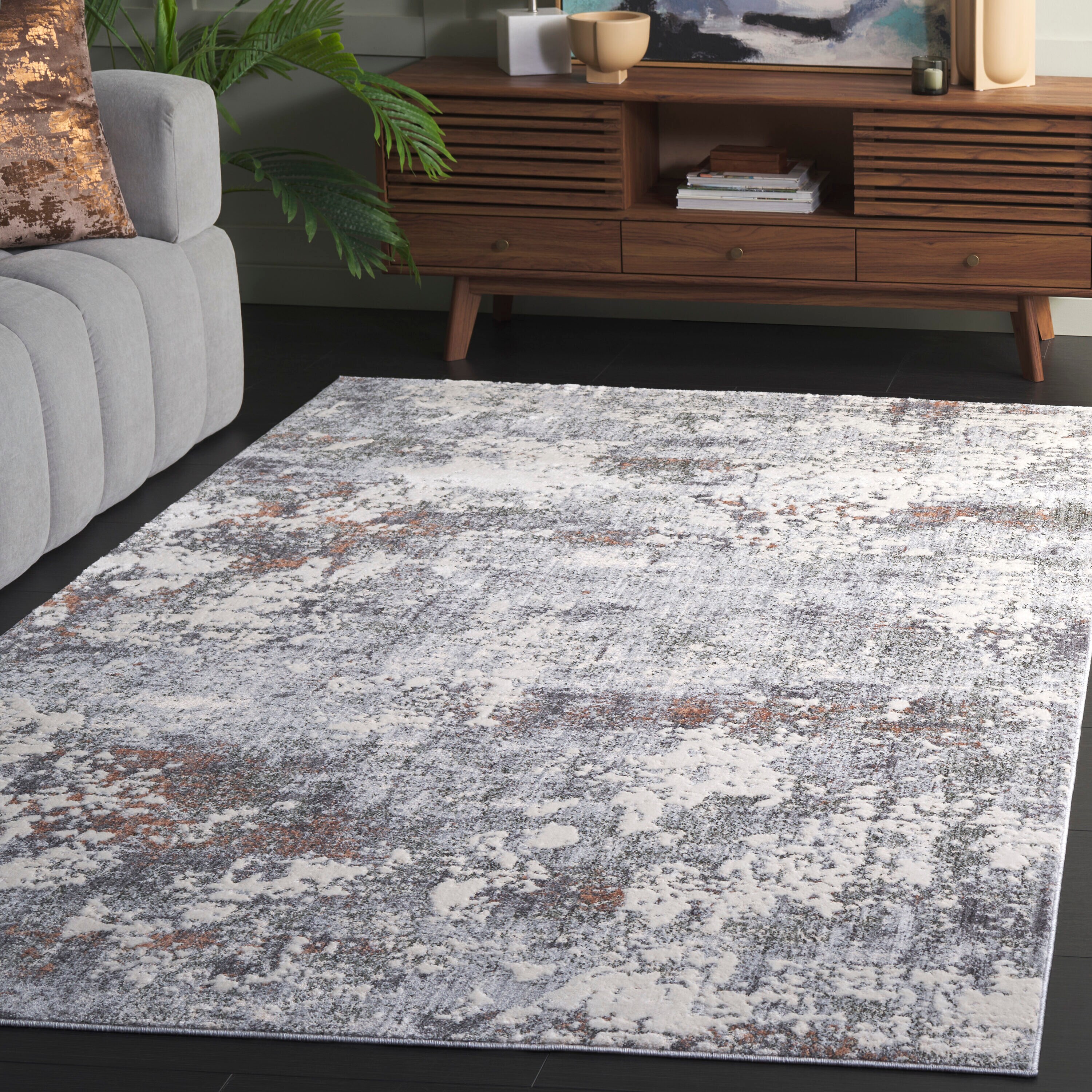 Scarlett 408H  Grey/ Ivory Rust 4 x 6 Rectangular Area rug