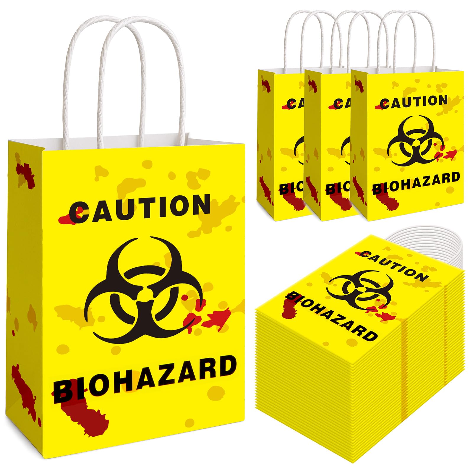 LAIFUCAM  Halloween Paper Gift Bags 36 Pcs Biohazard Zombie Party Favor Treat Bags for Trick or Treating and Halloween Decorations