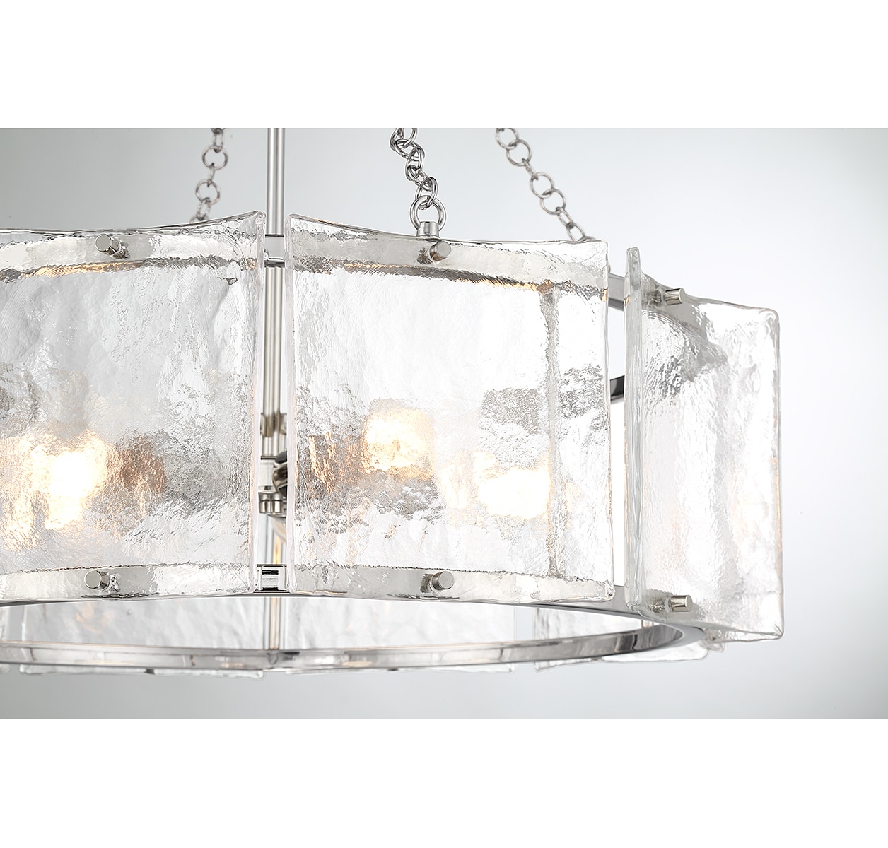 Genry Polished Nickel 5-Light Drum Pendant with Glass Shade
