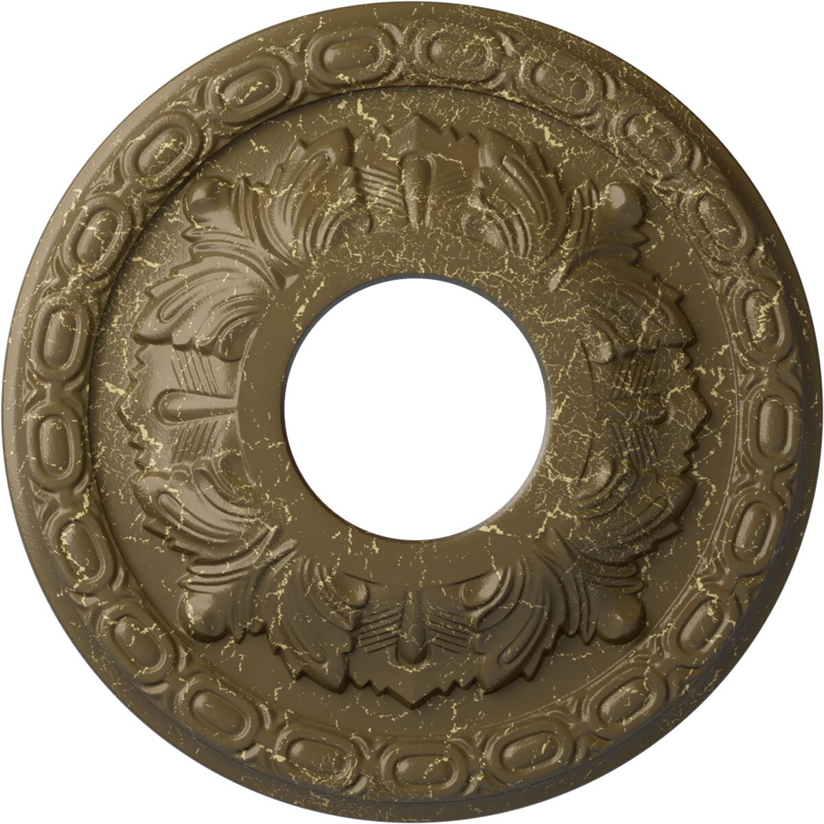 Ekena Millwork CM11LFMMC Leaf 11.375-in W x 11.375-in L Painted Mississippi Mud Crackle Polyurethane Whole Ceiling Medallion