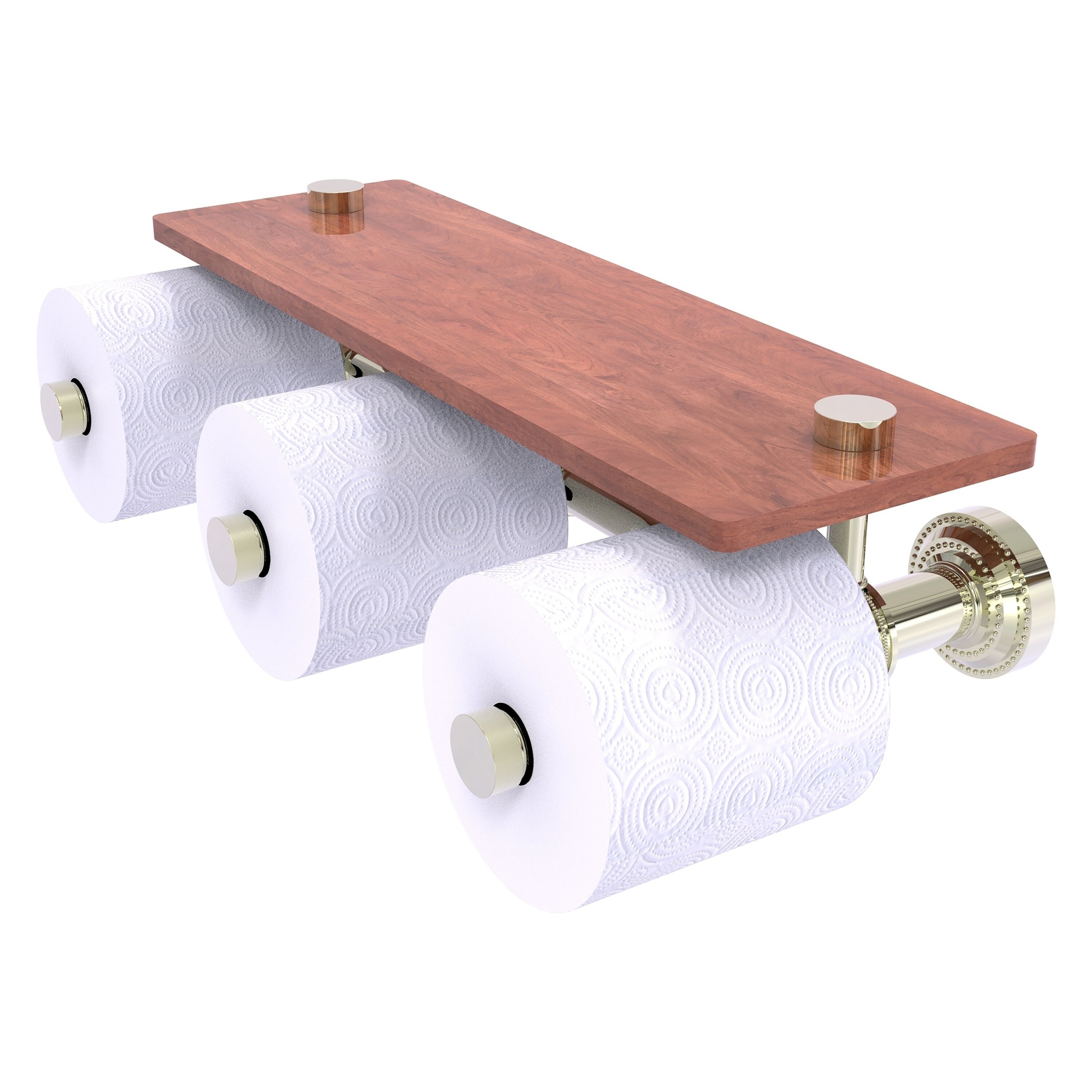 Allied Brass DT-35-3S-IRW-PNI Dottingham Polished Nickel Wall mount Double post Toilet Paper Holder 3 -Rolls with Storage