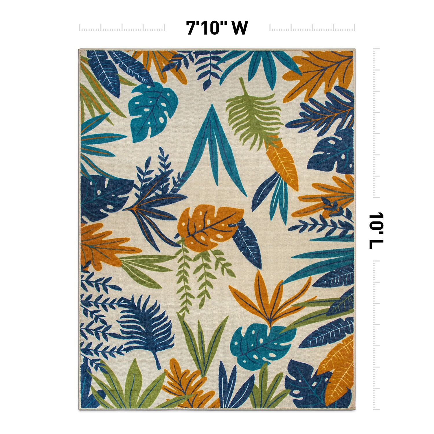 World Rug Gallery Floral Tropical Indoor/Outdoor Area Rug - Blue 7'10 x 10