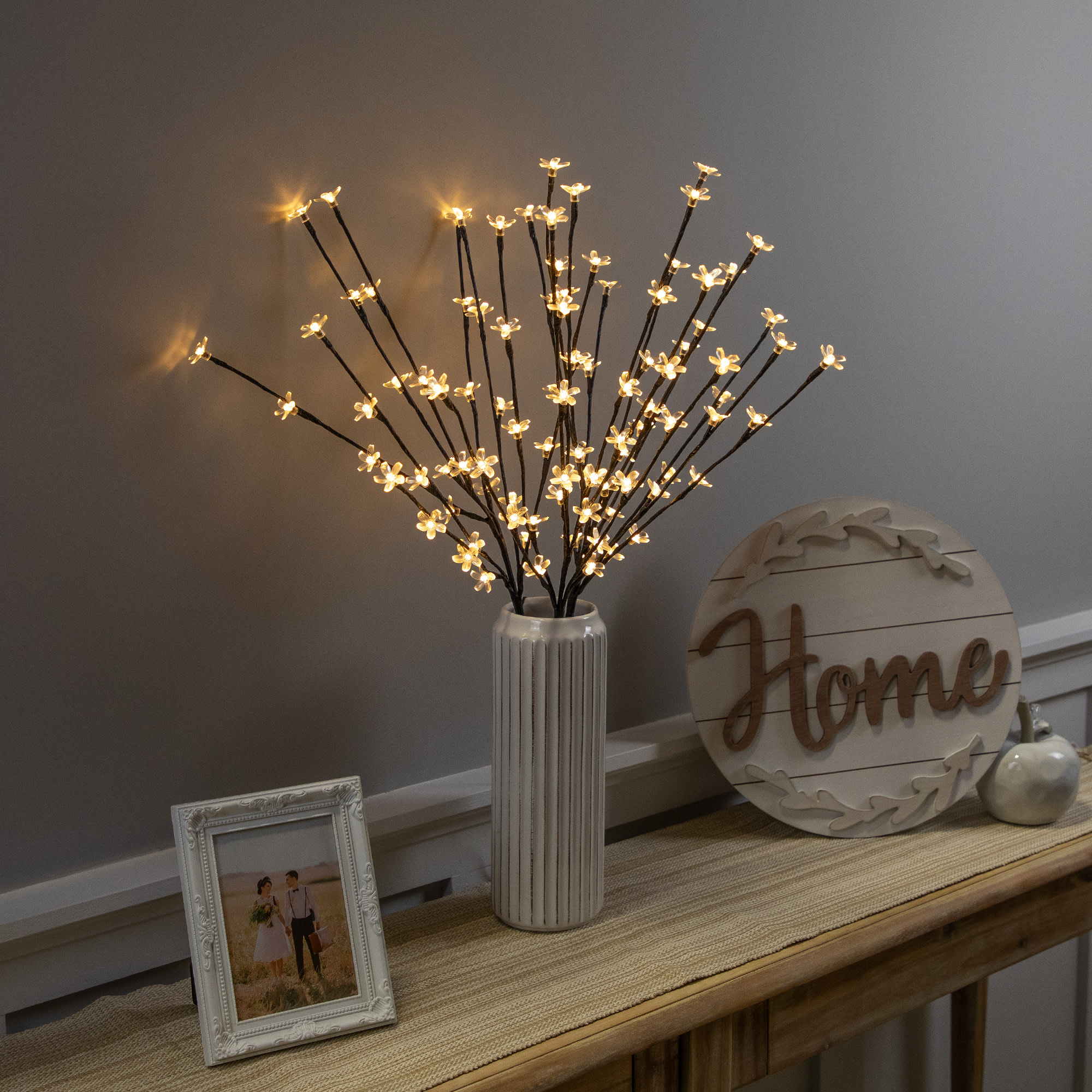 Northlight Pre-Lit Artificial Cherry Blossom Tree Branches - 2.5 feet - Warm White LED Lights - Set of 3