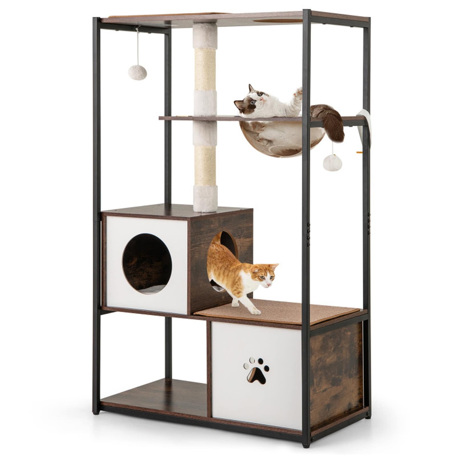 New Age Pet Off-white Maple Cat House with 4 Tunnels and Hidden