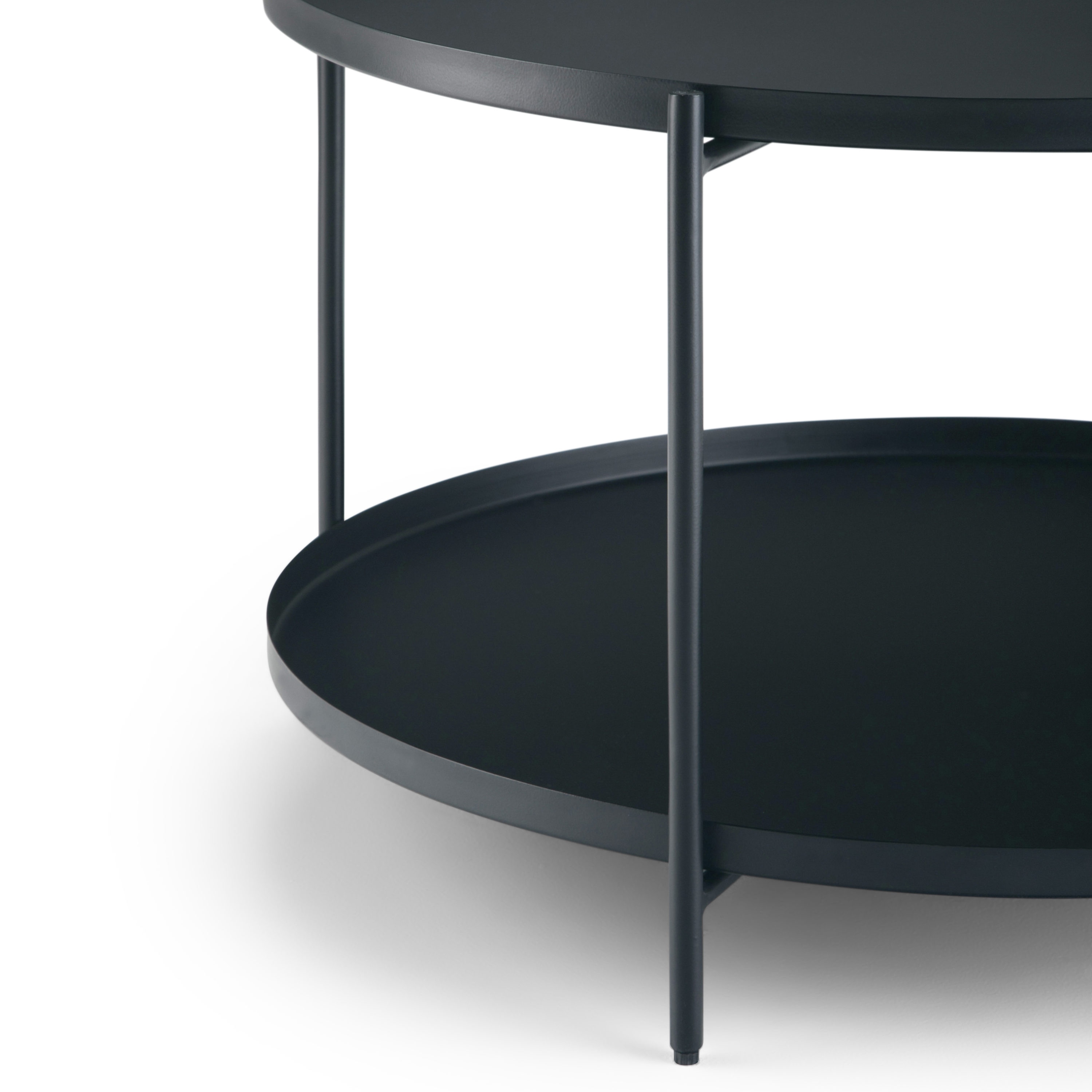 Monet 32" Round Black Metal Coffee Table with Storage