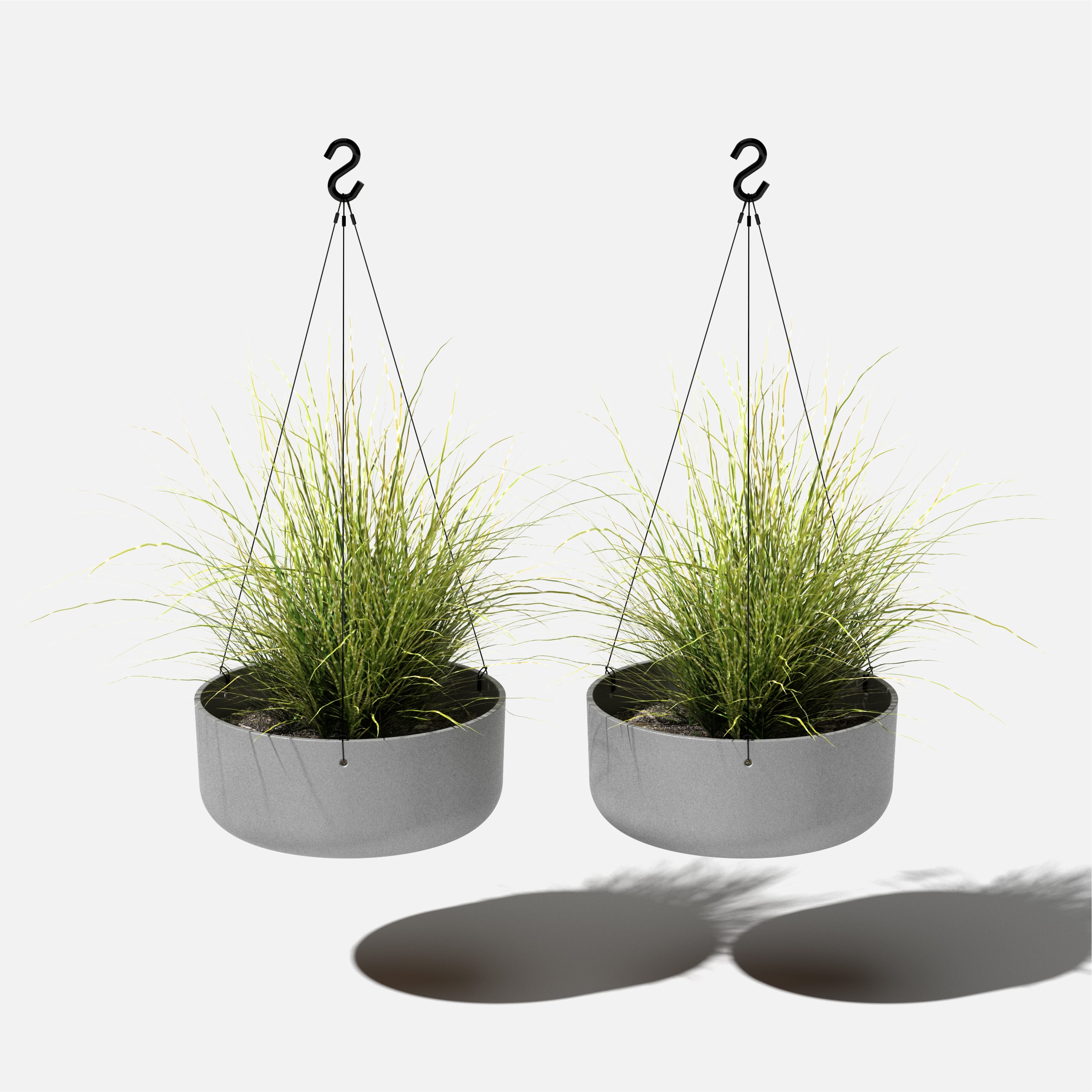Gray Plastic-Stone Hanging Outdoor Planter Set, 14-inch