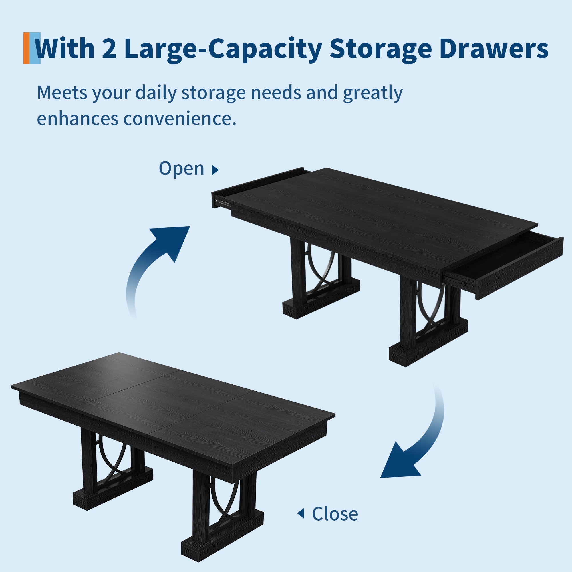 GarveeLife 71 Inch Dining Table for 6 to 8 with 2 Drawers Large Wooden ...