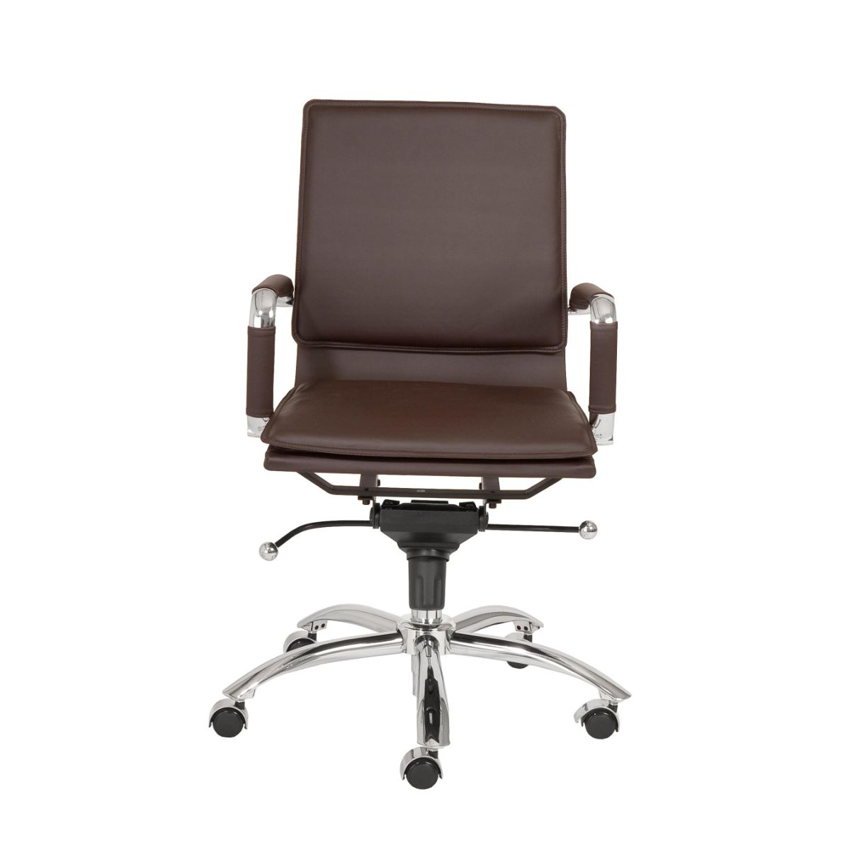 HomeRoots 370557 Amelia Brown Contemporary Adjustable Height Swivel Faux Leather Desk Chair