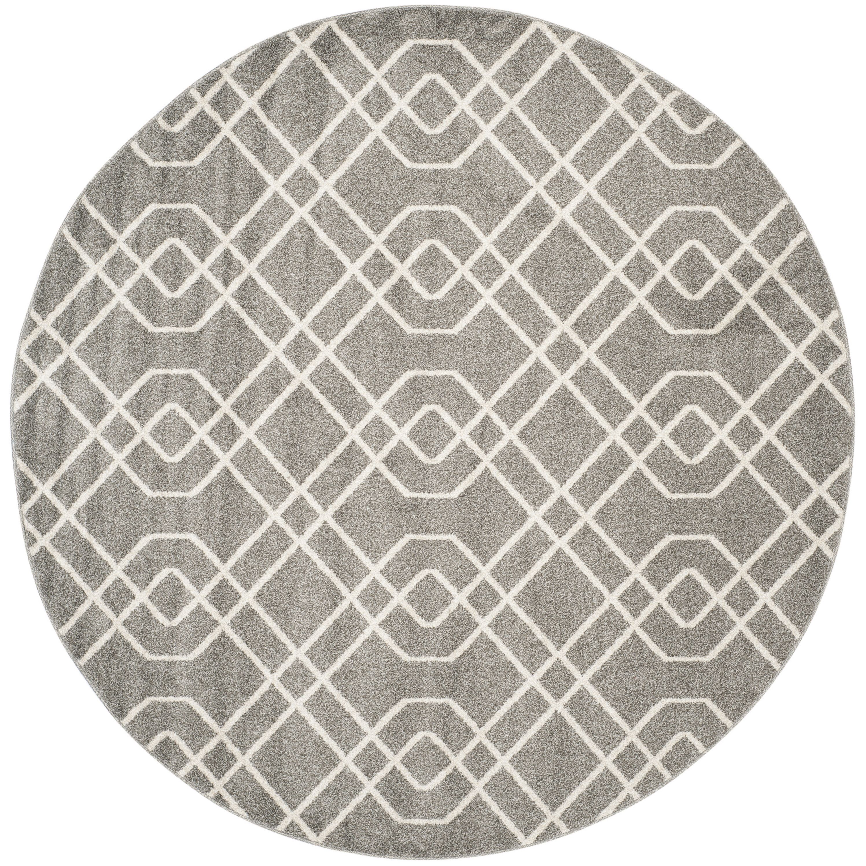 Safavieh AMT407C-7R Amherst Simpson 7 x 7 (ft) Loomed Synthetic Gray/Ivory Round Indoor/Outdoor Mid-Century Modern Area rug