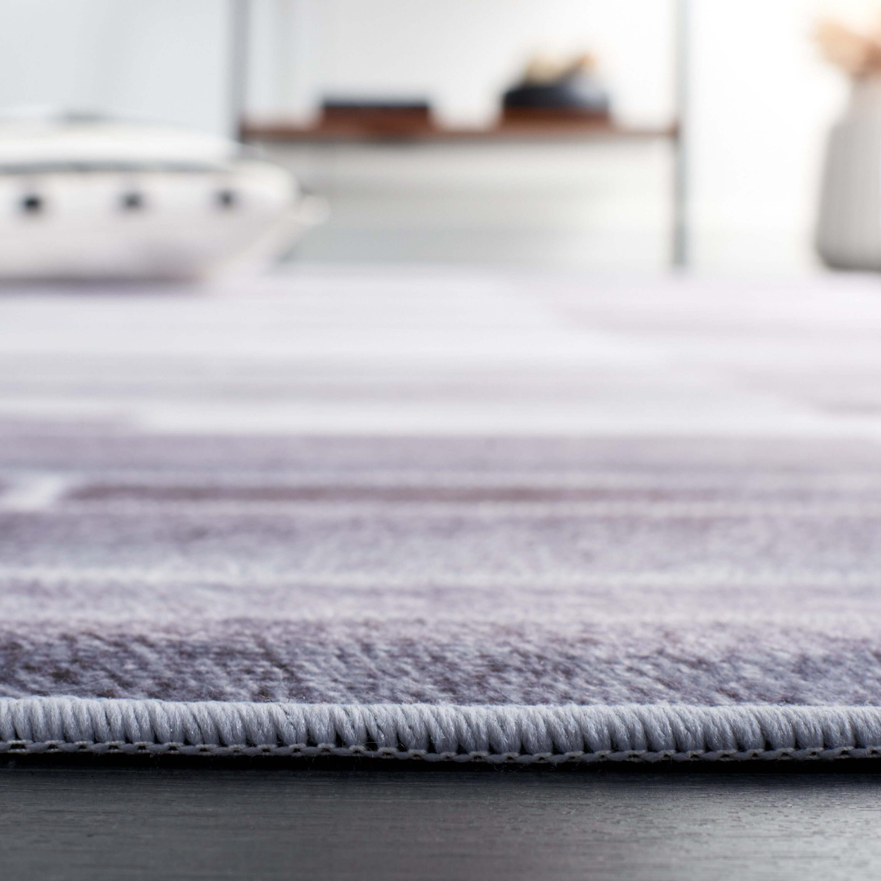 Ivory and Gray Faux Fur 6' x 9' Washable Area Rug