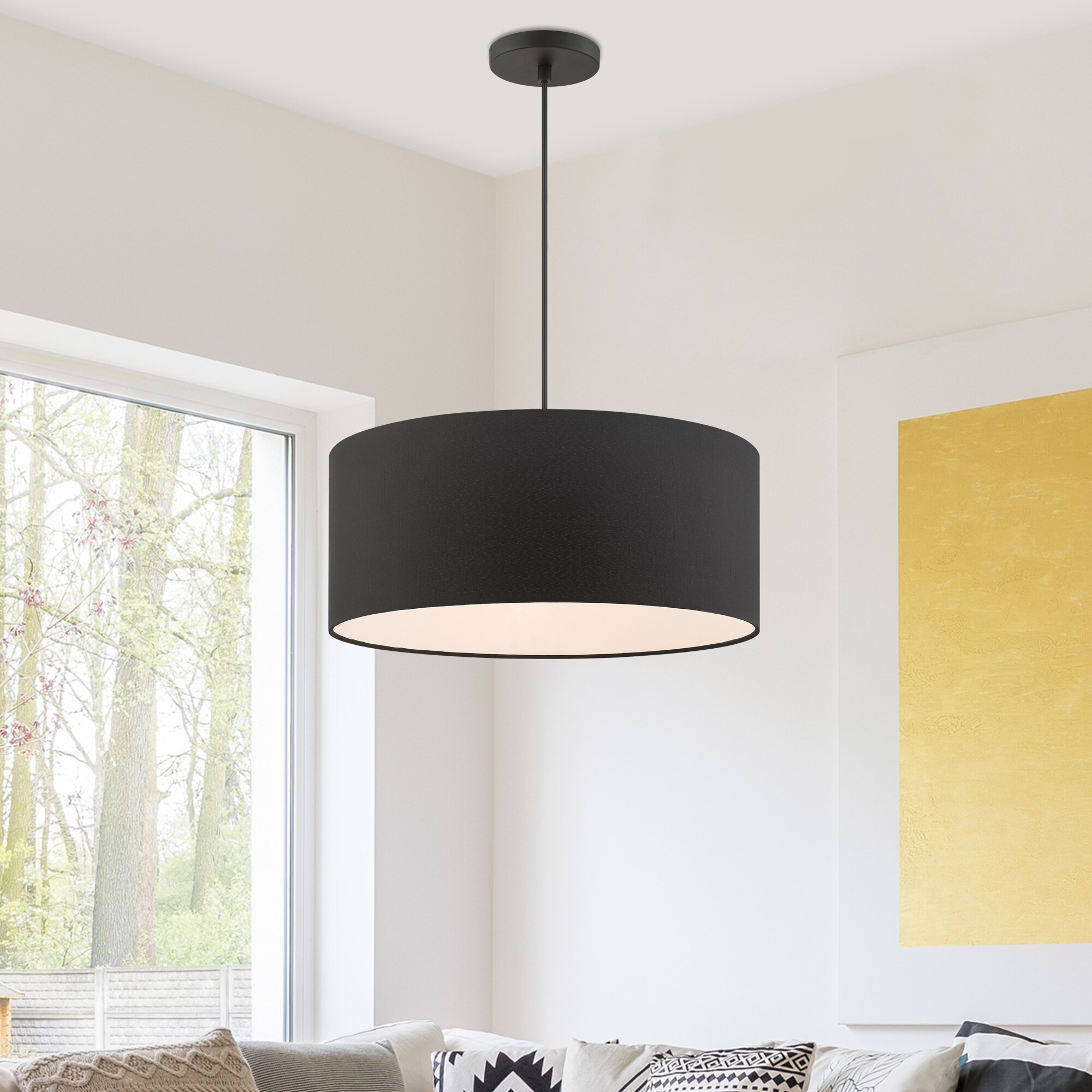 Bainbridge Matte Black Nickel 3-Light LED Drum Pendant