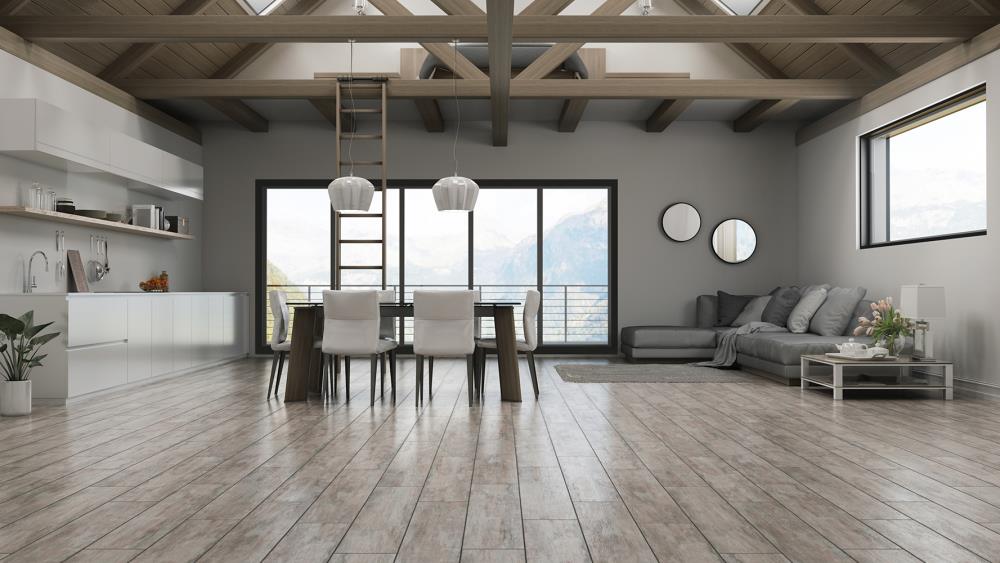 Raskin Industries CRX-502S (Sample) Ceramix Sicily Gray Wood look 20-mil Water Resistant Glue down Luxury Vinyl Plank