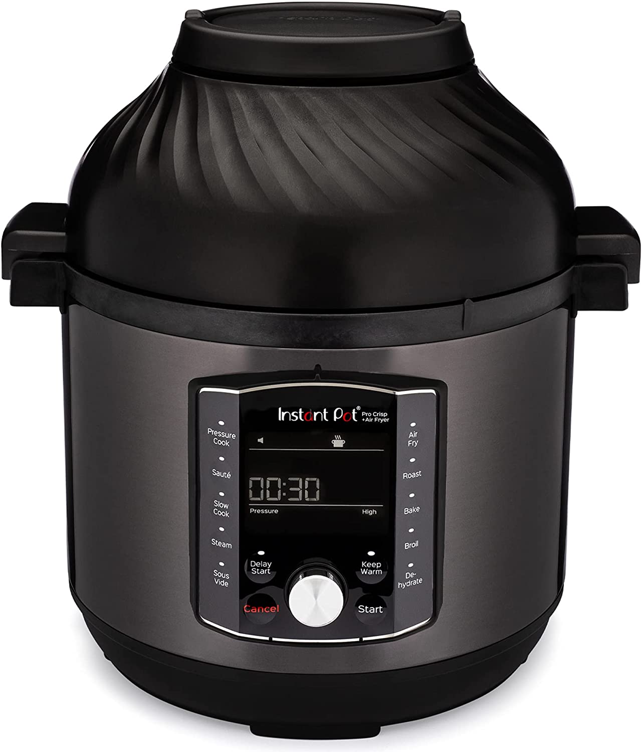 PowerXL Grill Air Fryer Combo Plus 6 QT 12-in-1 Indoor Slow Cooker, Roast,  Bake, 1550-Watts, Stainless Steel Finish