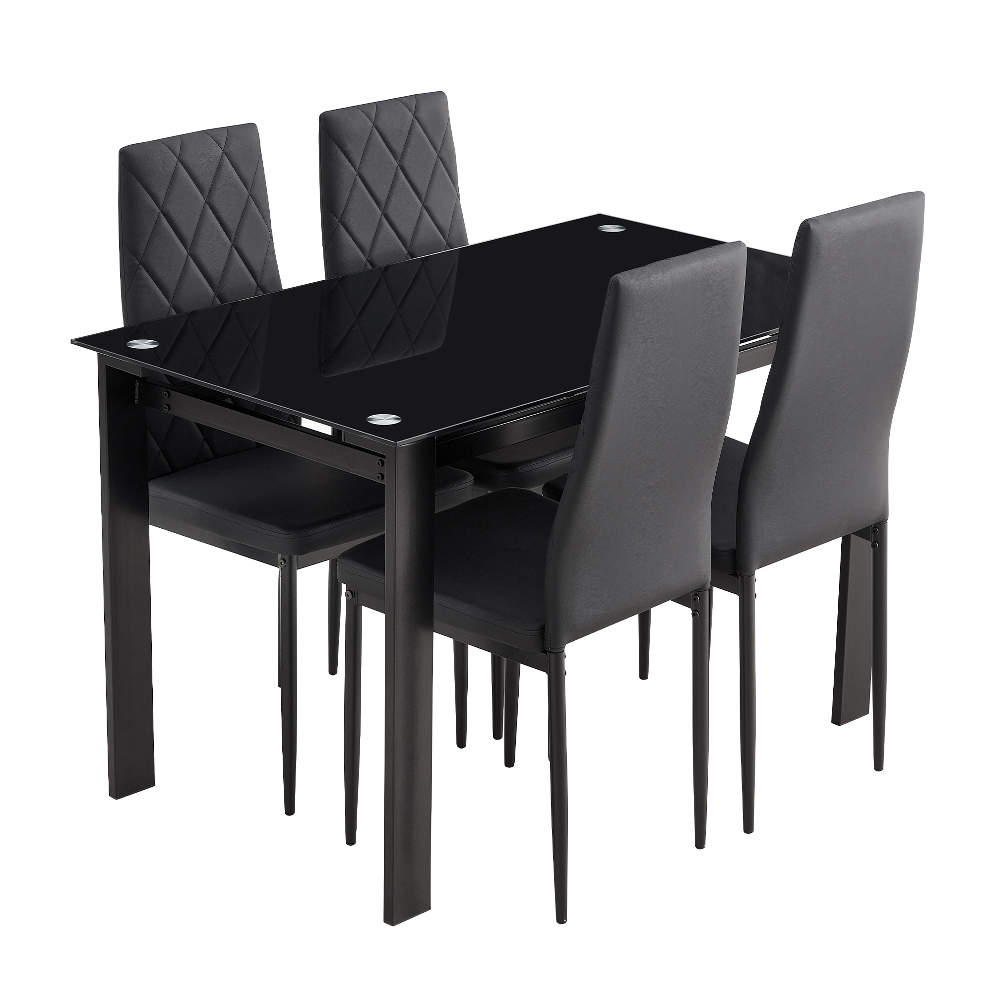 Bybafun YC9900030 Black Rustic Dining Room Set with Rectangular Table ( Seats 4 )