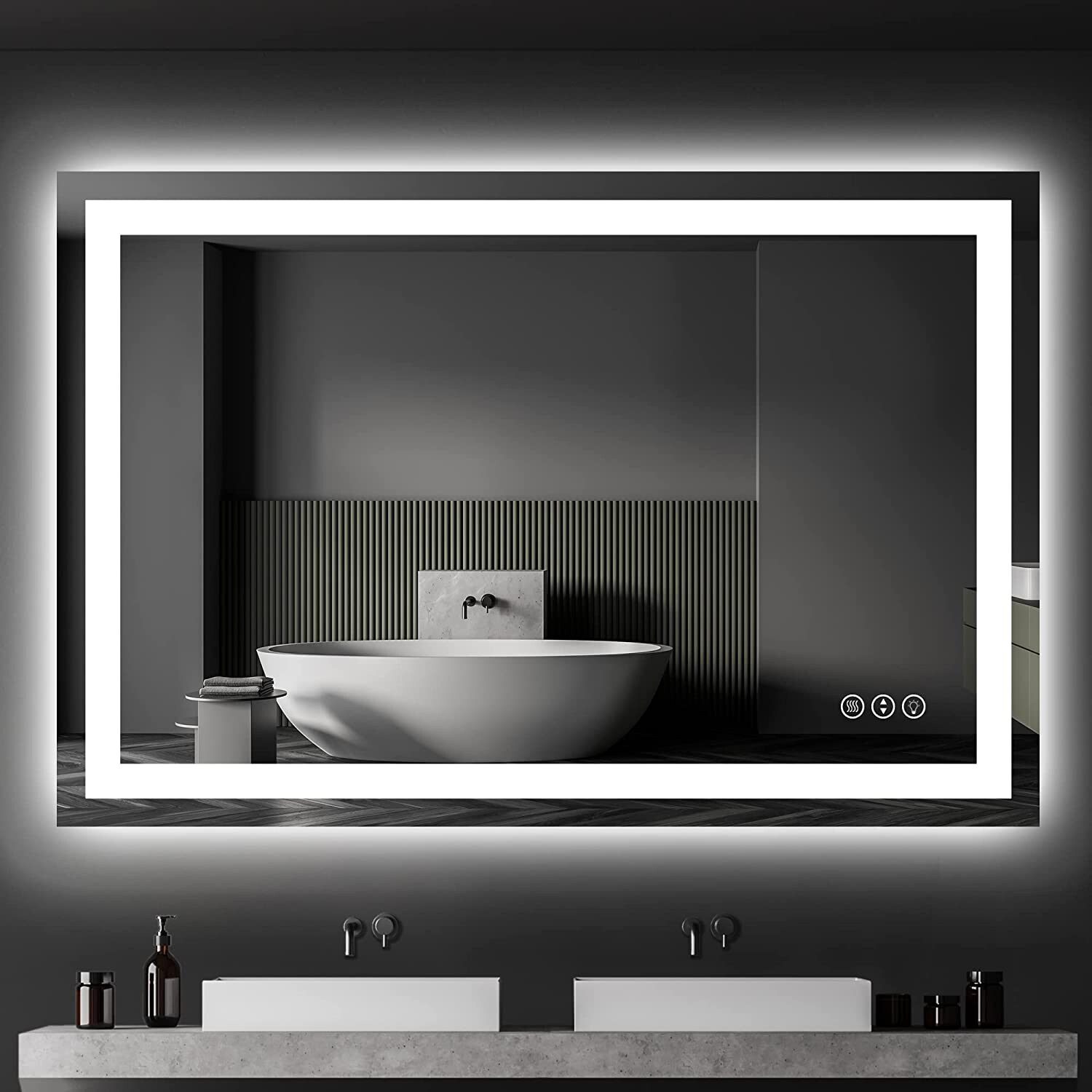 Front-Lighted LED Bathroom Vanity Mirror: 48 x 48 - Square