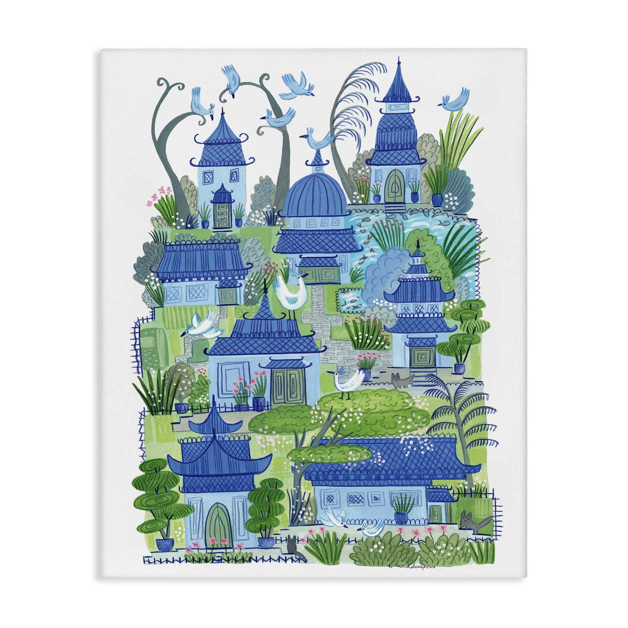 Stupell Industries BS-613-CN-24X30 Charming Village Buildings Canvas Wall Art By Kay Widdowson 24 x 30
