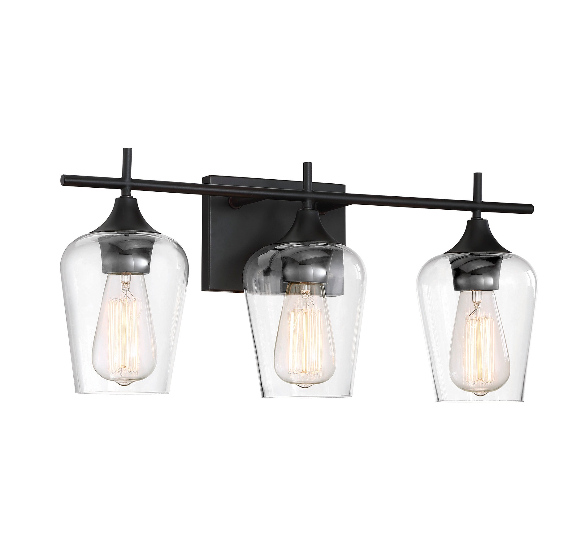 Octave 3-Light Bronze Vanity Fixture with Clear Glass Shades