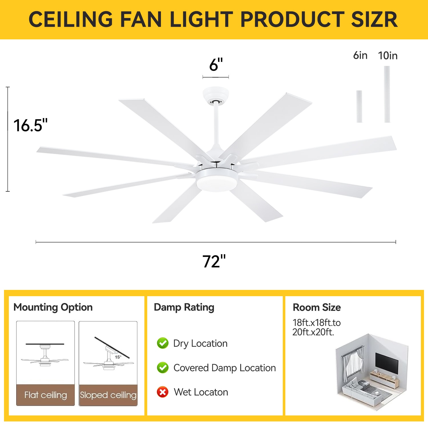 Gleam Flare GF-9888-72WH Ceiling-Fans - View #5