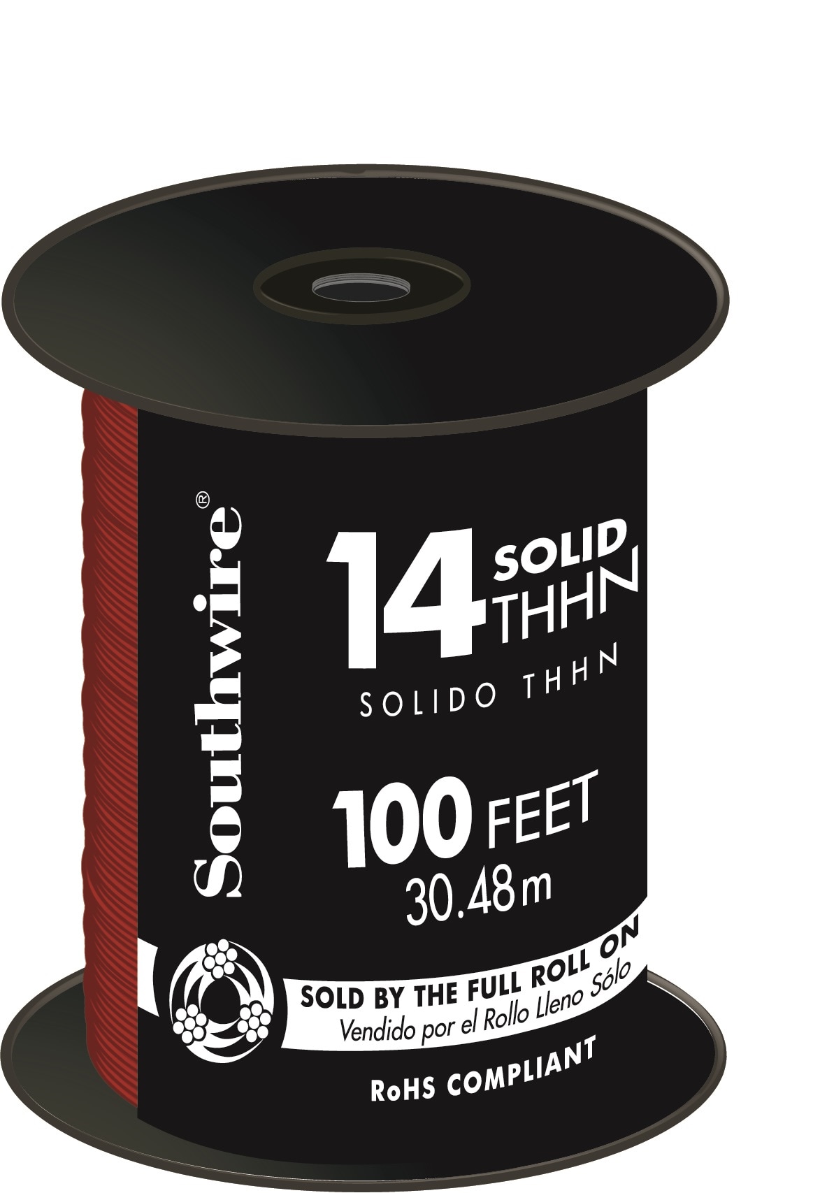 Southwire 11581684 100-ft 14 -AWG Red Solid Copper THHN wire ( By-the-roll )