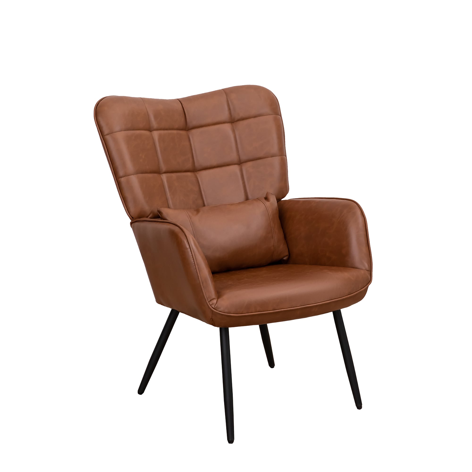 Sumyeg WF-EA-004 BLUE Bonded Leather Armchair Modern Brown Faux leather Accent Chair