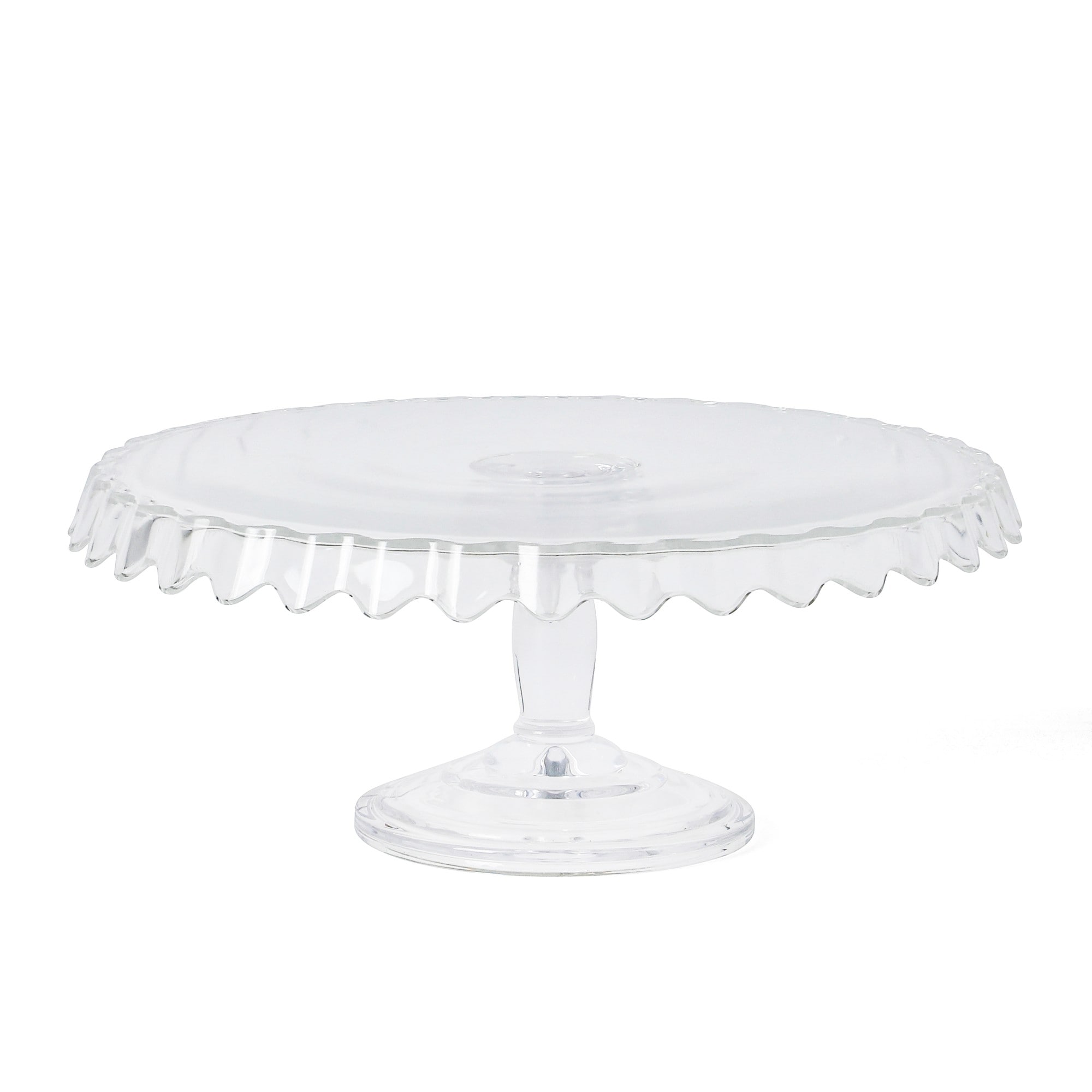 Martha Stewart  Watercrest Glass Cake Stand 10.2 Inch Clear Footed Pedestal Cake Stand Handmade Glassware for Cakes and Desserts