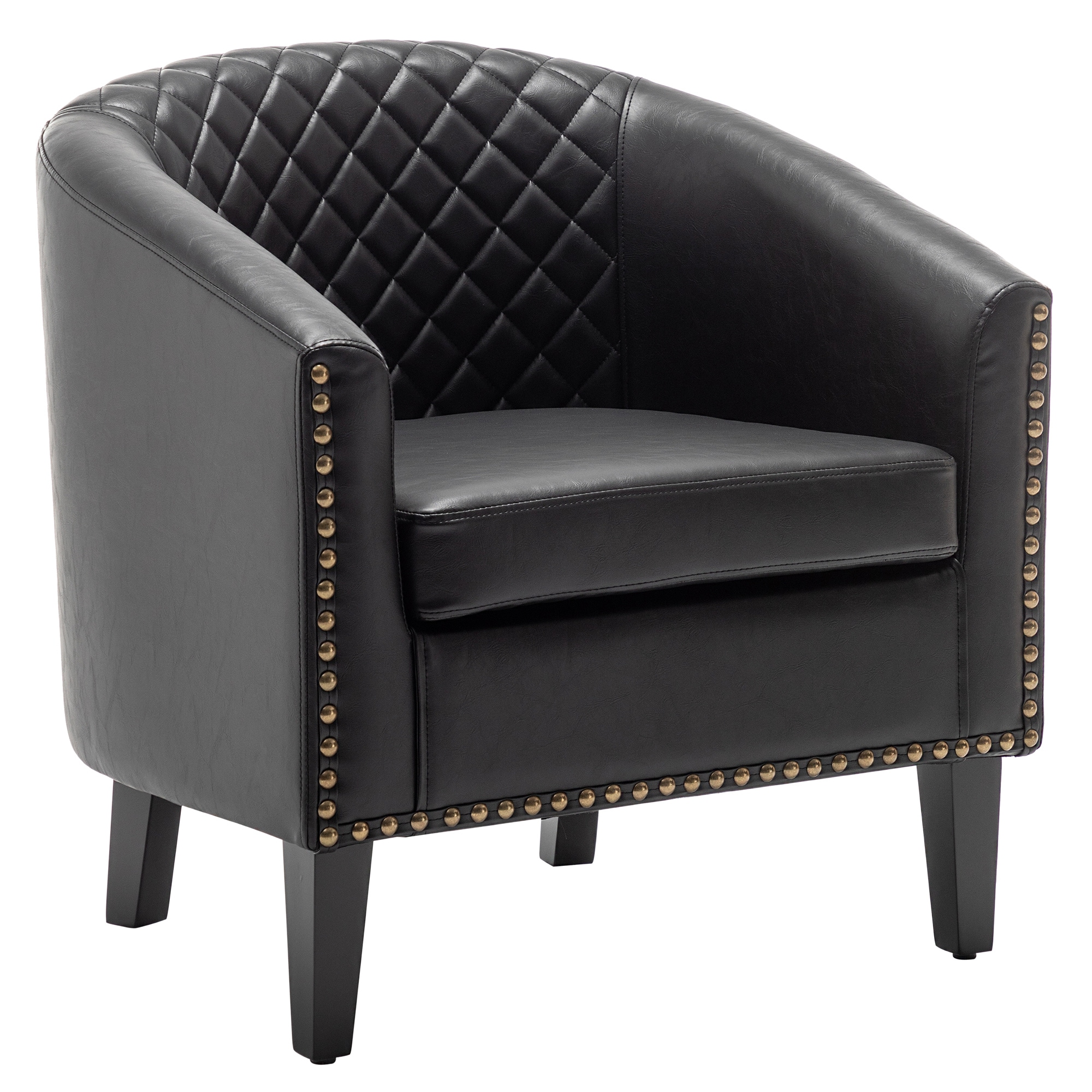 KINWELL BSC146-BLL Industrial Black Faux leather Accent Chair