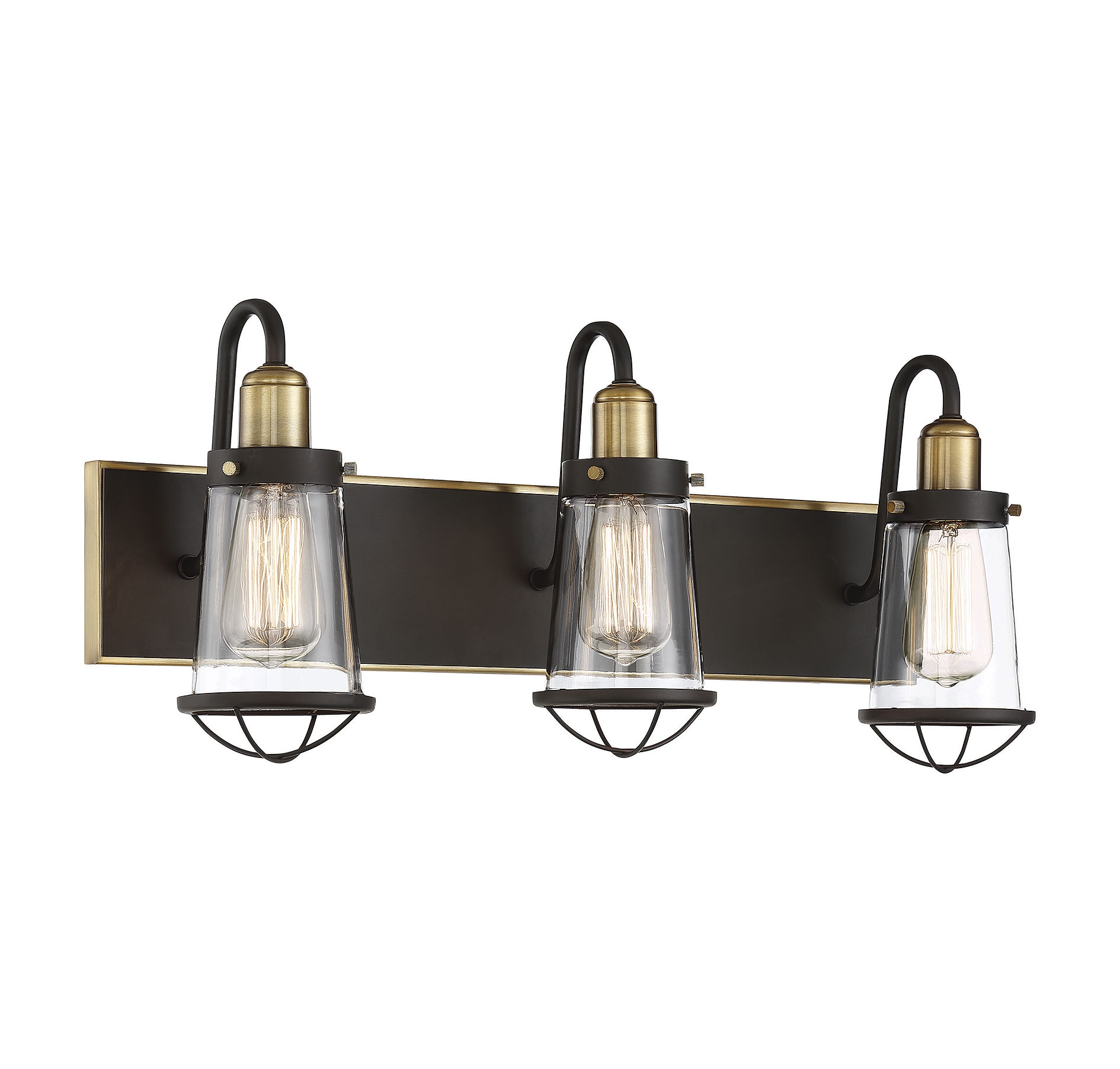 Lansing 3-Light Dimmable Brass and Bronze Bathroom Fixture