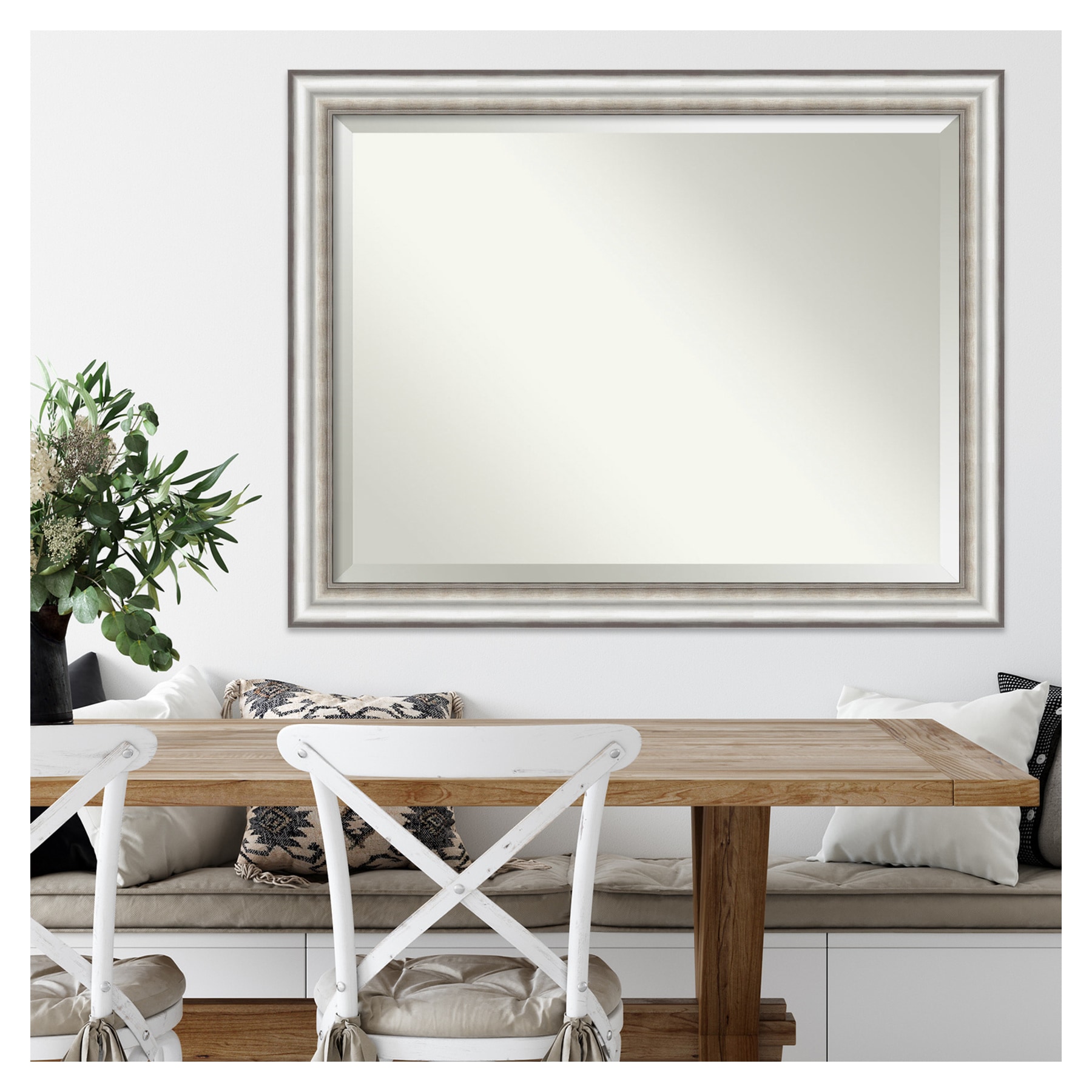 Silver Rectangular Full Length Wood Framed Mirror
