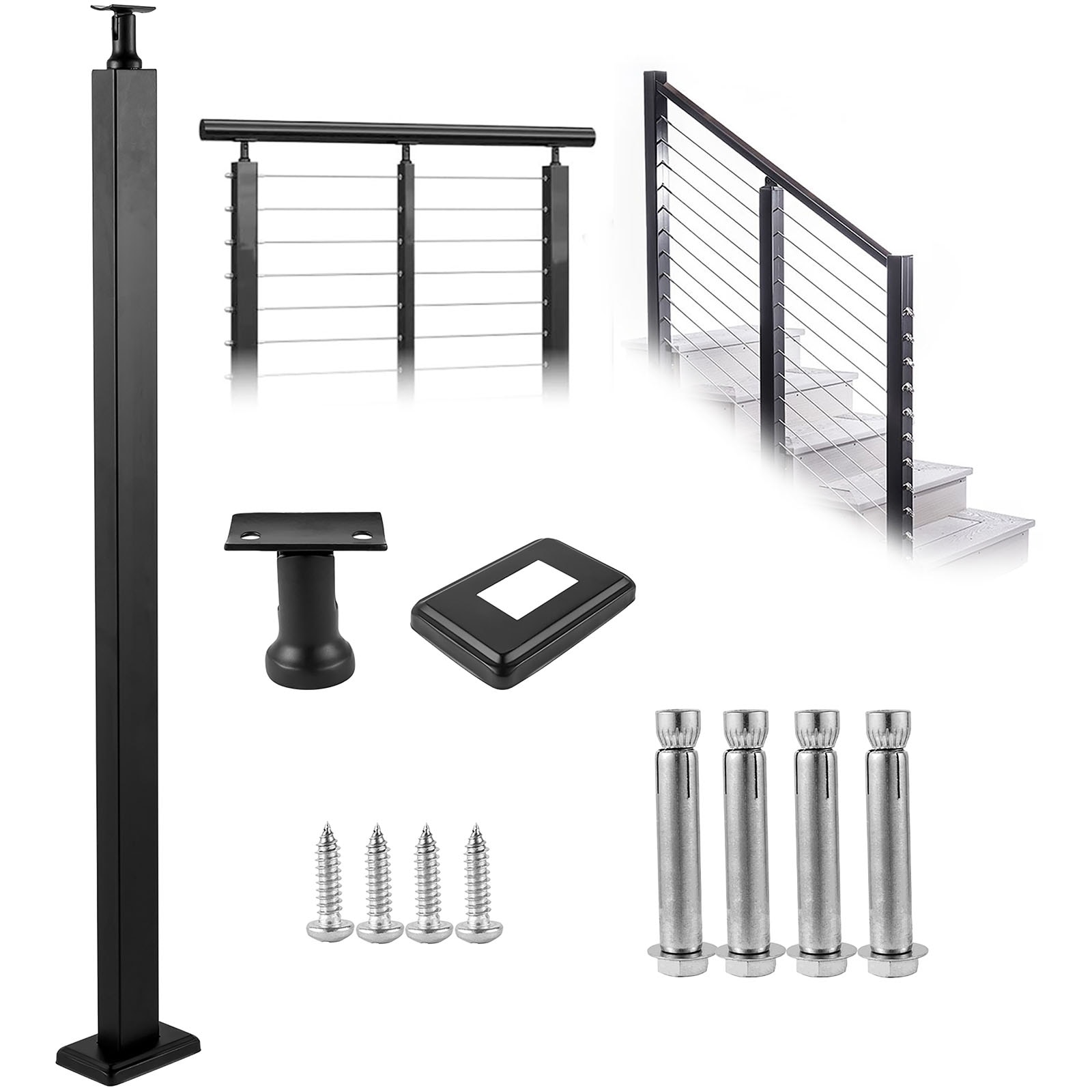 VEVOR LGZH106.72.550FR7V0 railing post 3.5-Feet x 1.97-Inches Stainless Steel Steel Deck Stair Rail Kit